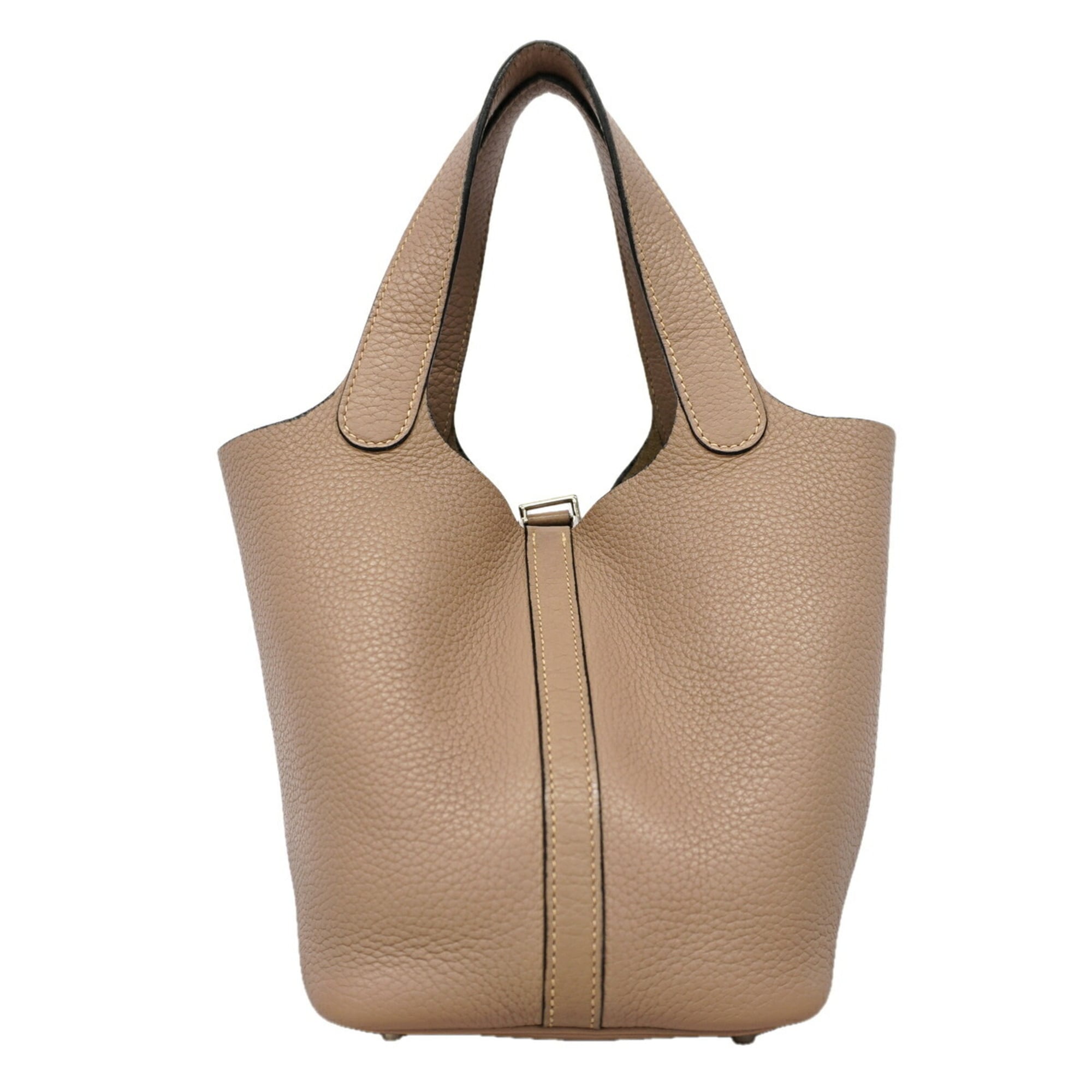 Hermes Argile Taurillon Clemence Leather Handbag (Pre-Owned)