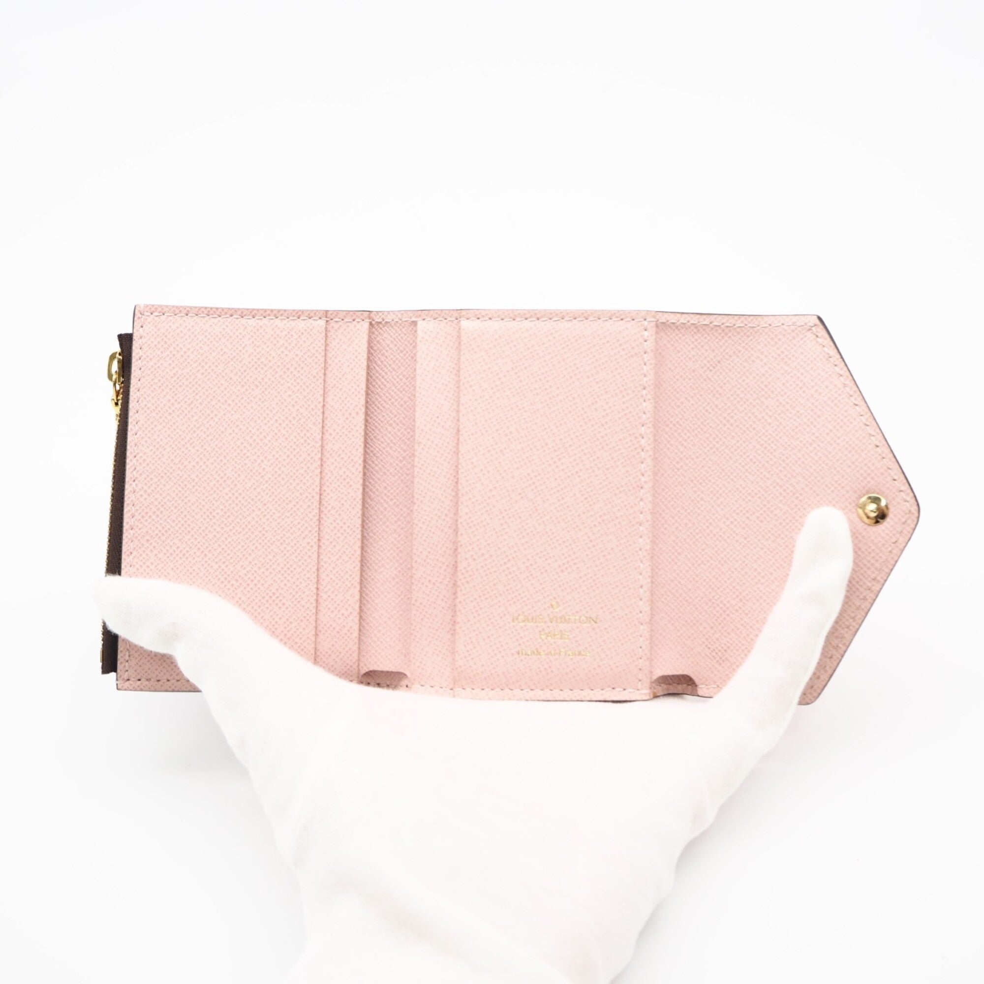 Louis Vuitton Monogram Beige Brown Pink Coated Canvas Wallet (Tri-Fold) (Pre-Owned)