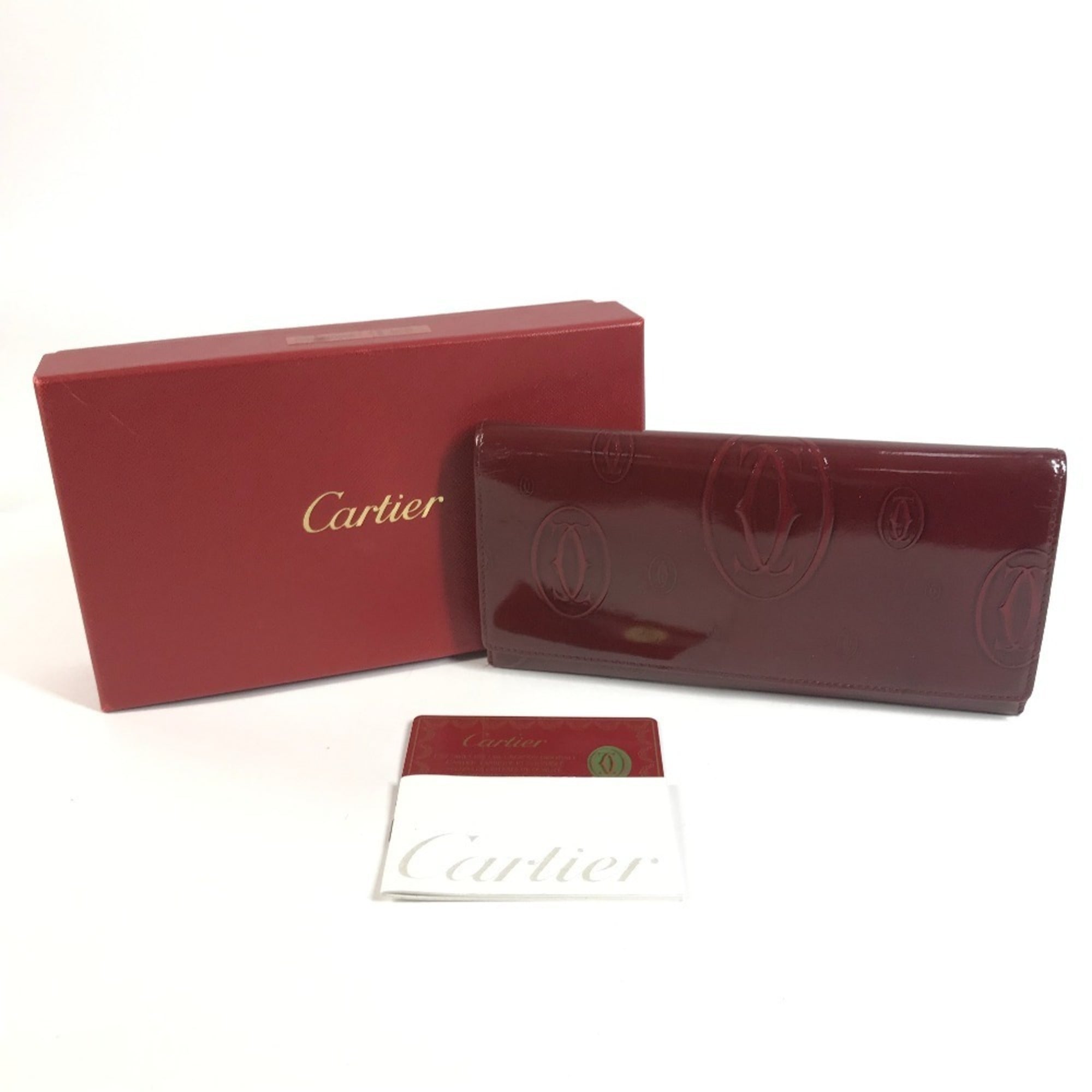 Cartier Red Color Patent Leather Long Wallet (Bi-Fold) (Pre-Owned)
