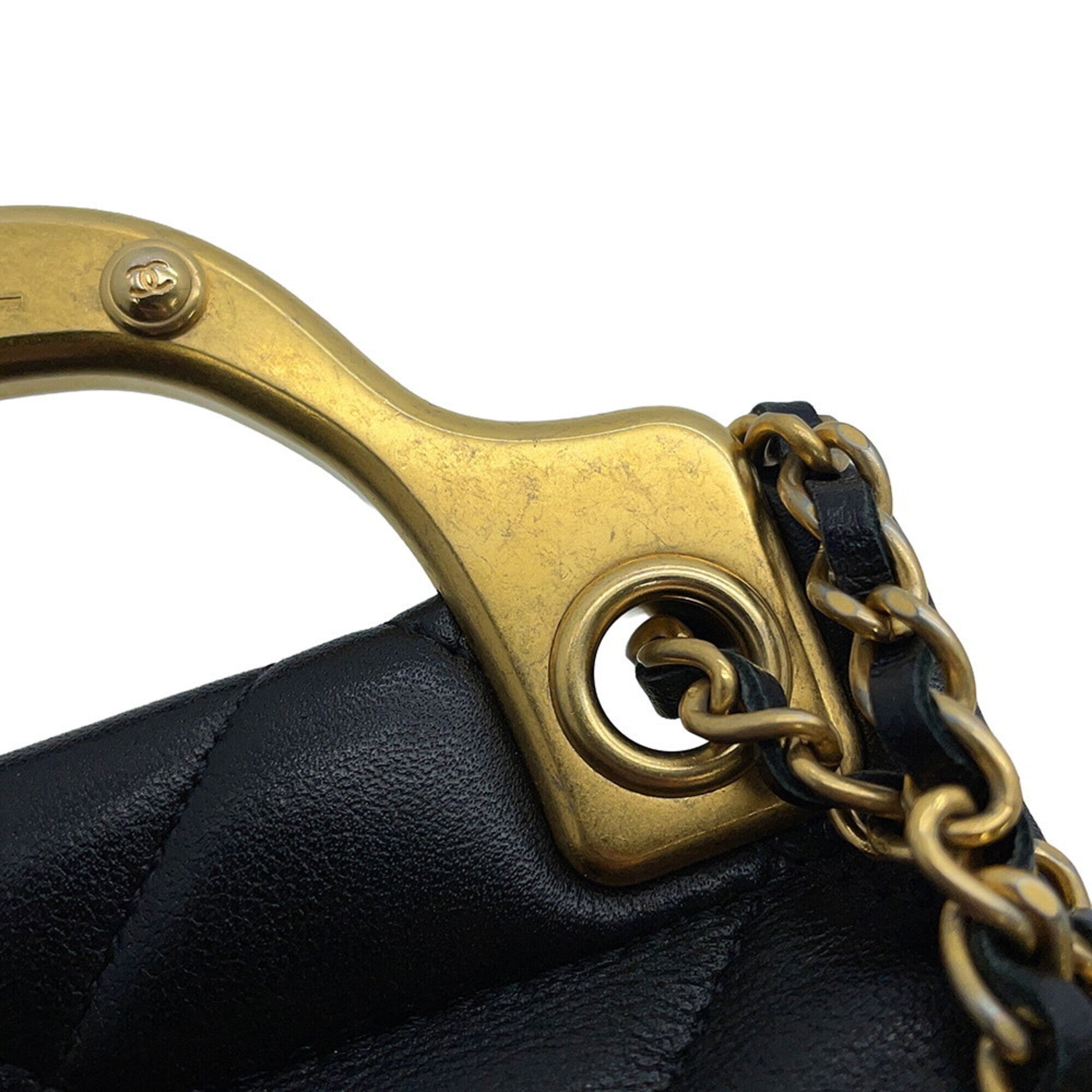 Chanel Matelasse Black Leather Handbag Shoulder Bag (Pre-Owned)