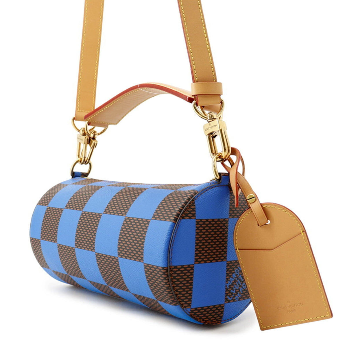 Louis Vuitton Blue Damier Canvas Exotic Leather Handbag Shoulder Bag (Pre-Owned)