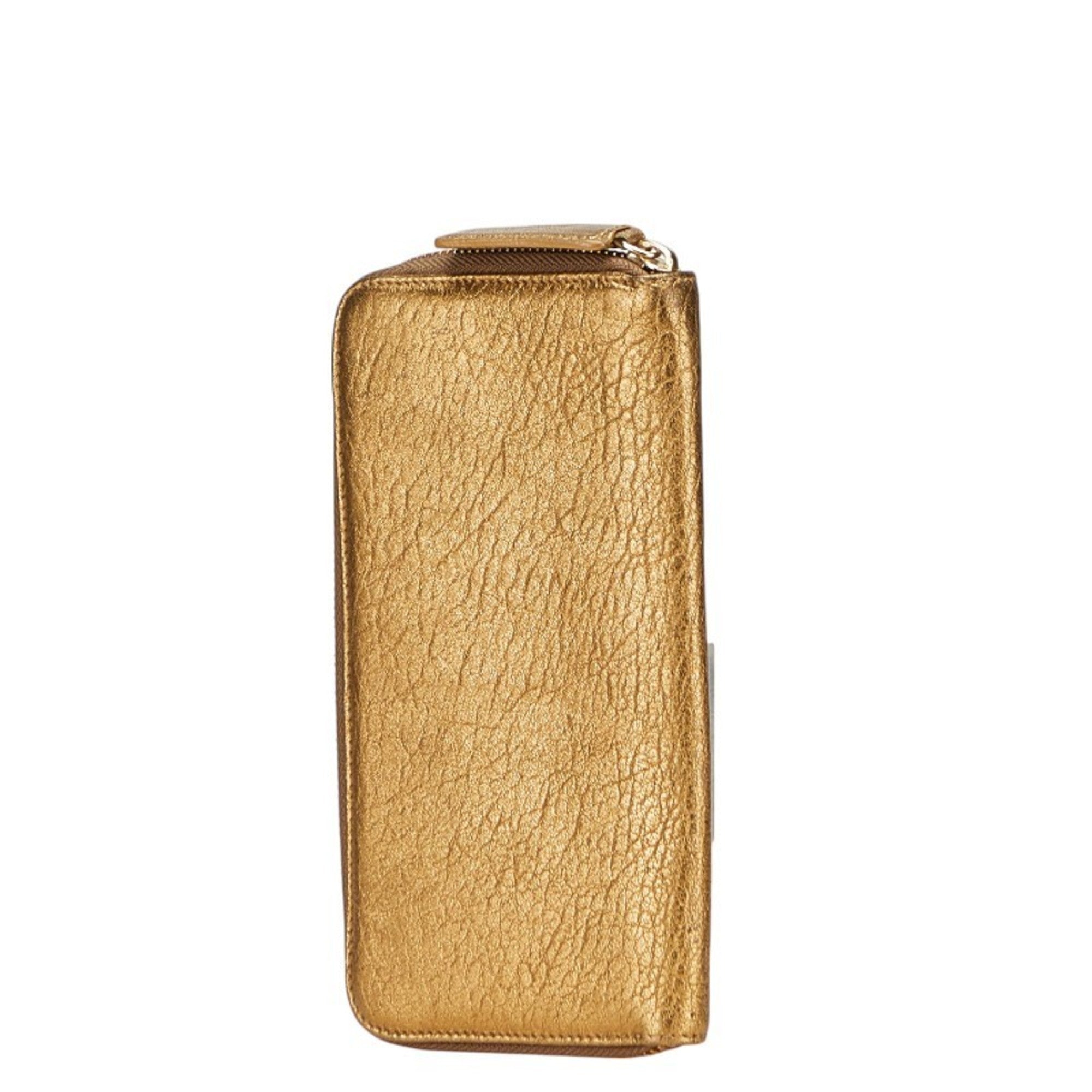 Bvlgari Collezione Gold Leather Long Wallet (Bi-Fold) (Pre-Owned)