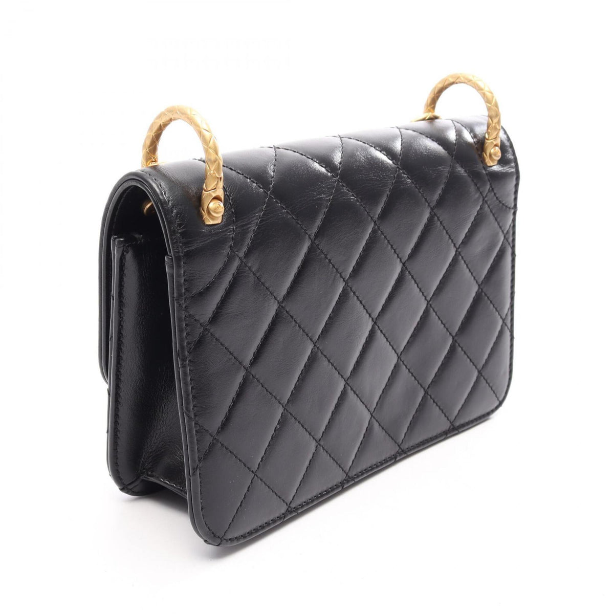 Chanel Black Leather Handbag Shoulder Bag (Pre-Owned)