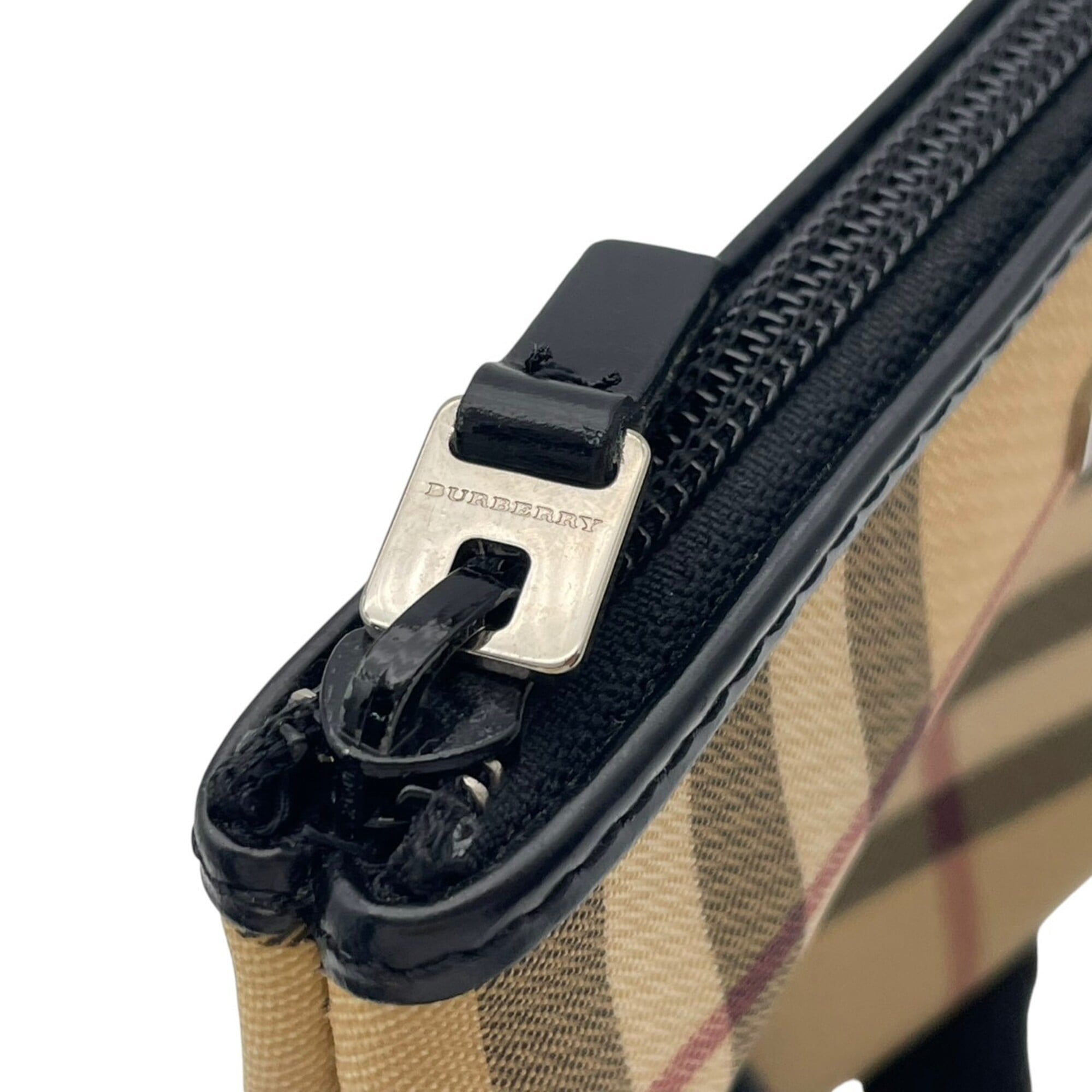 Burberry Beige Black Pvc Leather Pouch (Pre-Owned)