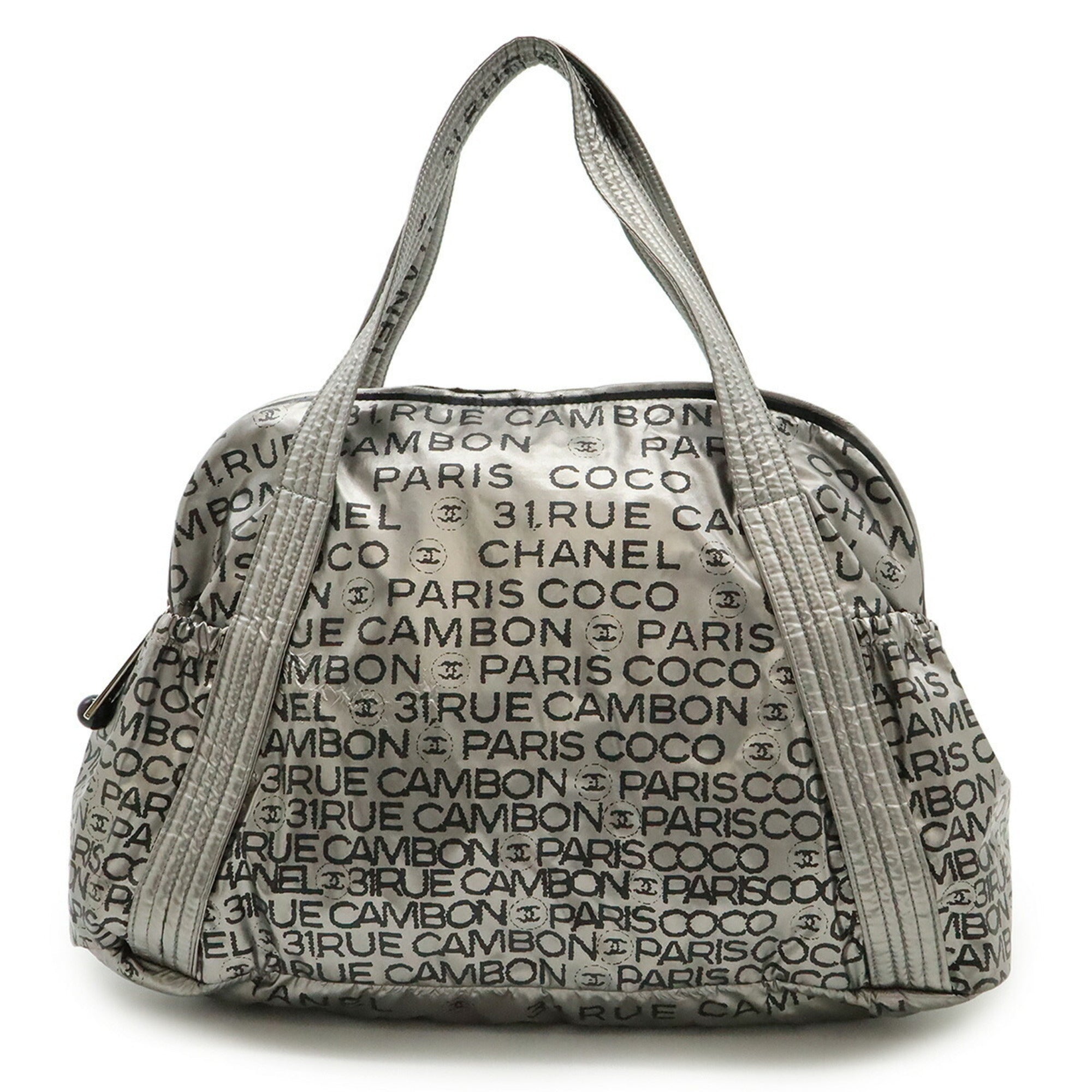 Chanel Silver Nylon Shoulder Bag Tote Bag (Pre-Owned)