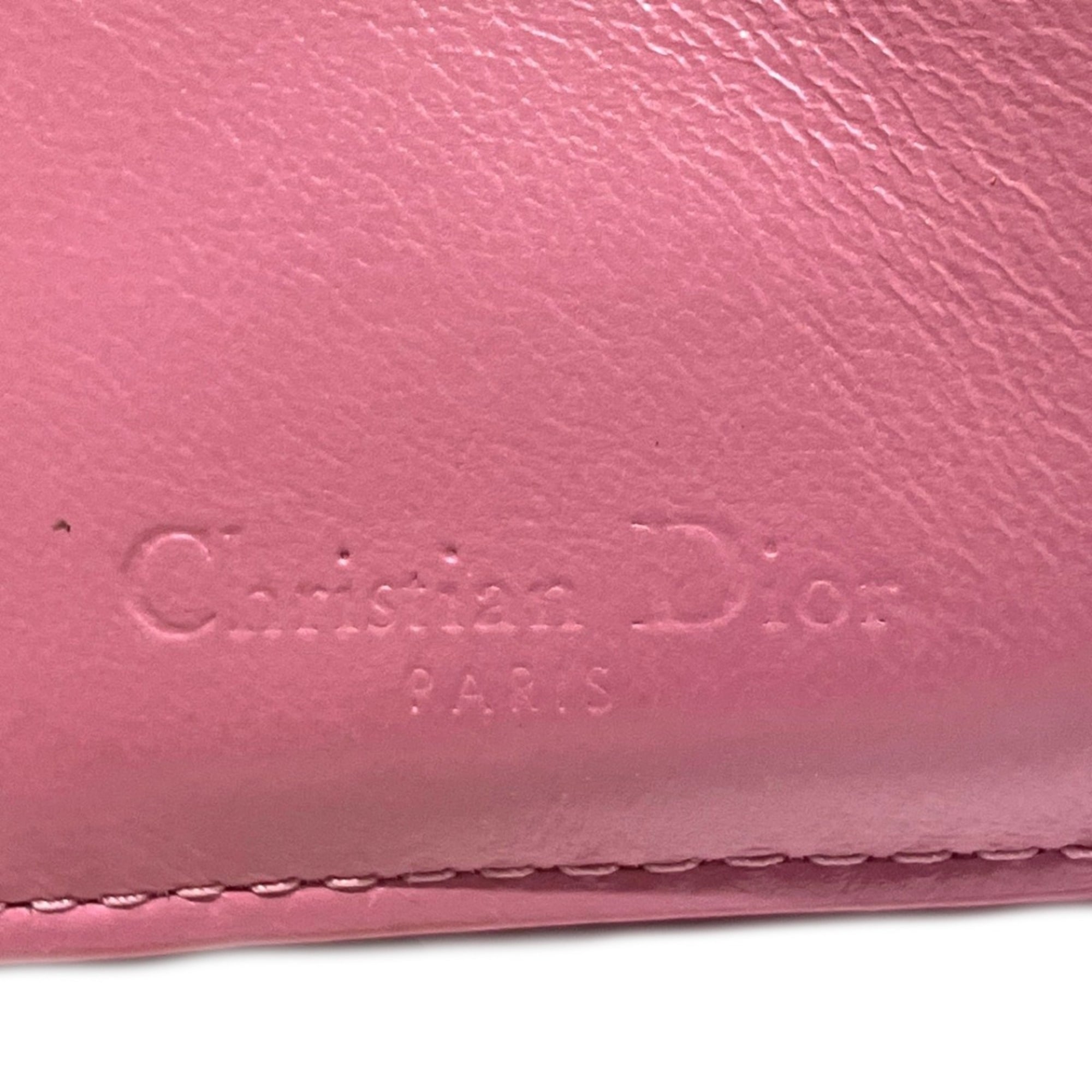Christian Dior Pink Patent Leather Leather Wallet (Tri-Fold) (Pre-Owned)
