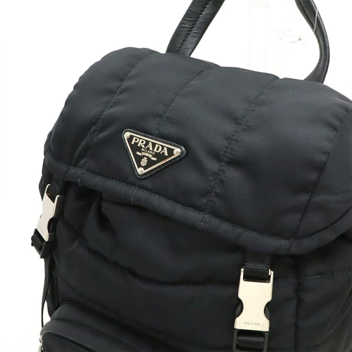 Prada Nero Nylon Leather Backpack (Pre-Owned)