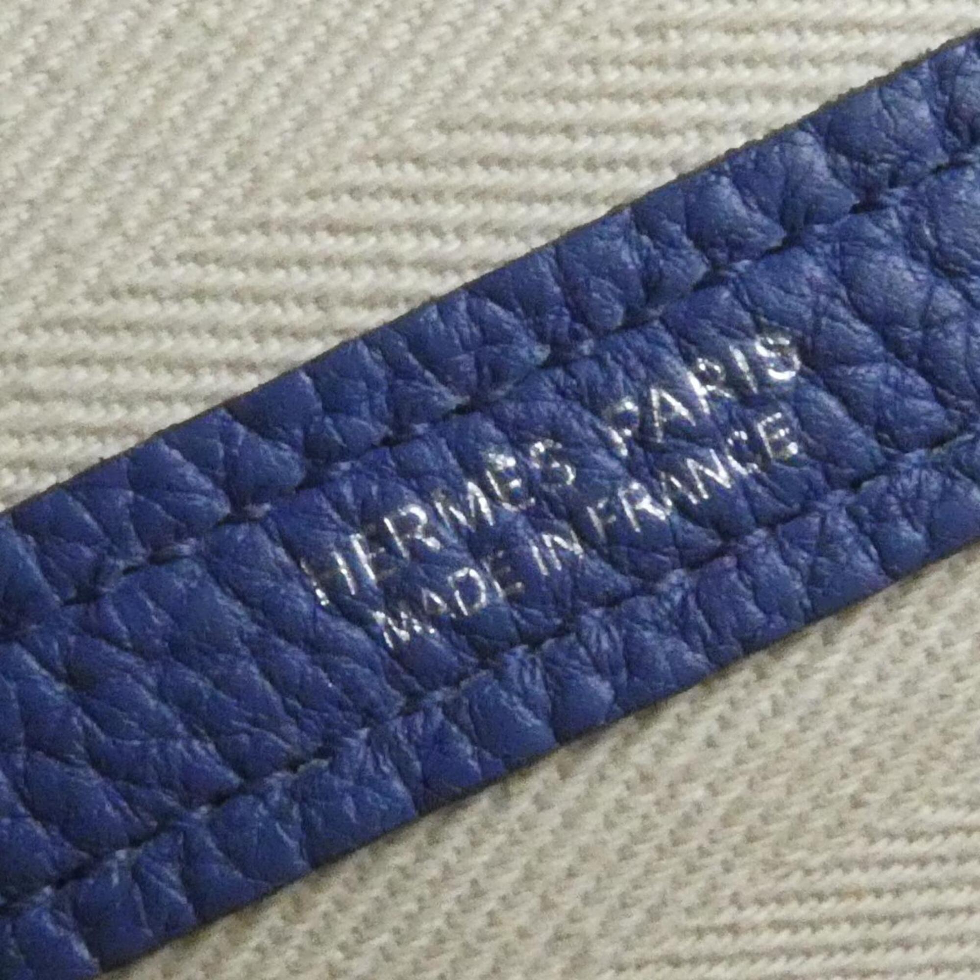Hermes Blue Toile Chevron Negonda Leather Handbag (Pre-Owned)