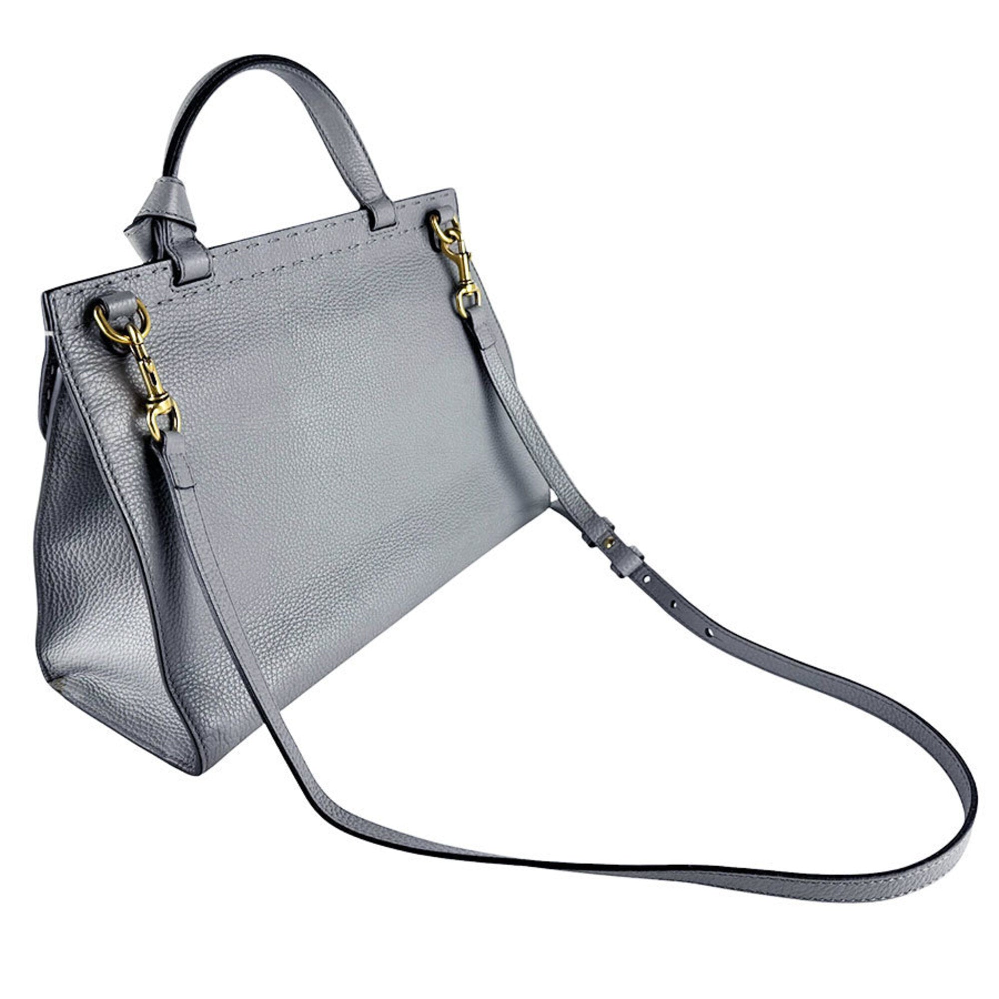 Gucci Gray Leather Handbag Shoulder Bag (Pre-Owned)