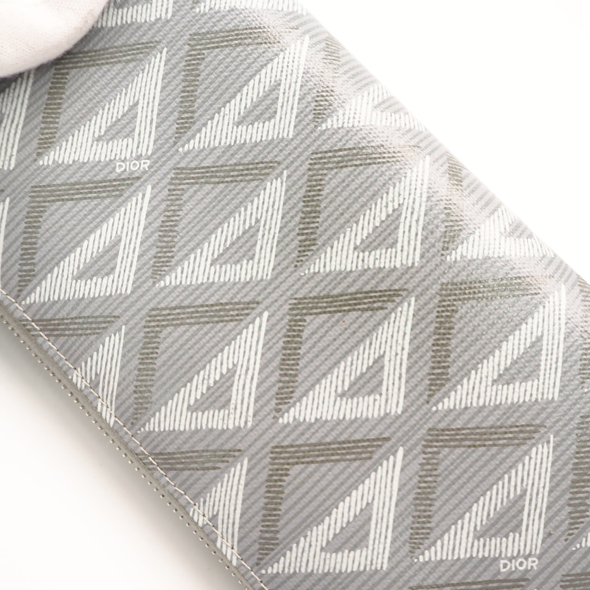 Christian Dior Gray Coated Canvas Leather Long Wallet (Bi-Fold) (Pre-Owned)