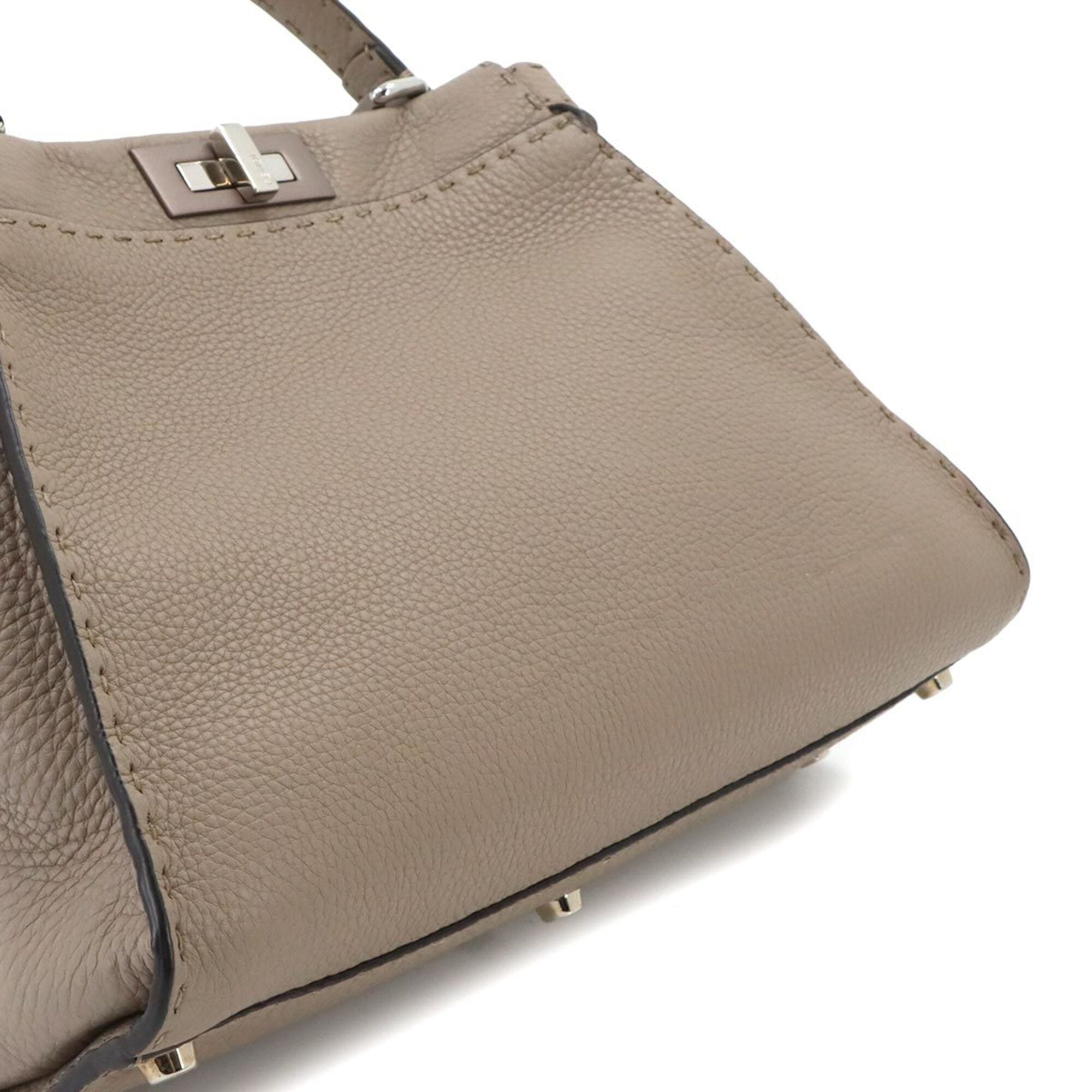 Fendi Selleria Beige Leather Handbag (Pre-Owned)