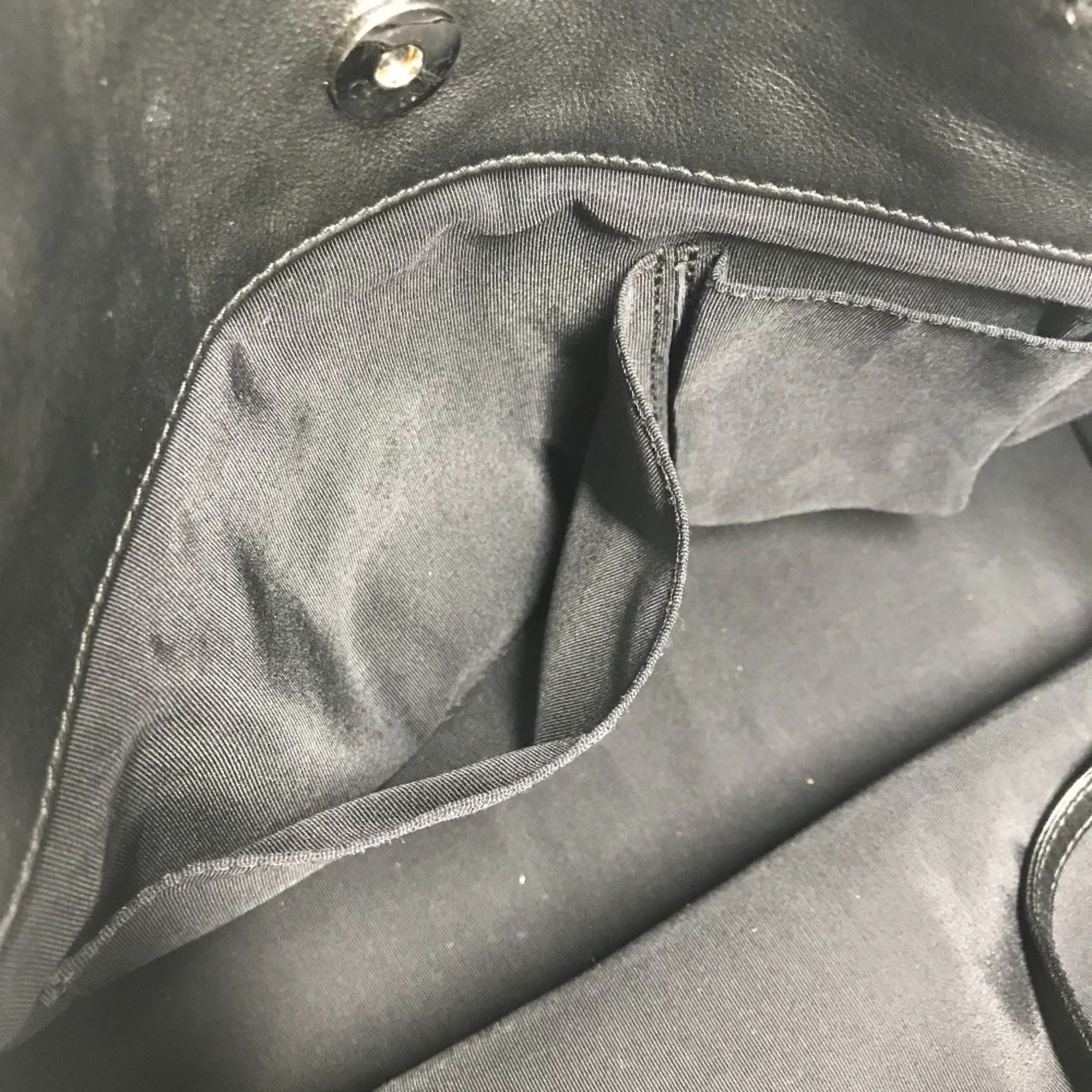 Chanel Black Blue Leather Canvas Shoulder Bag Tote Bag (Pre-Owned)