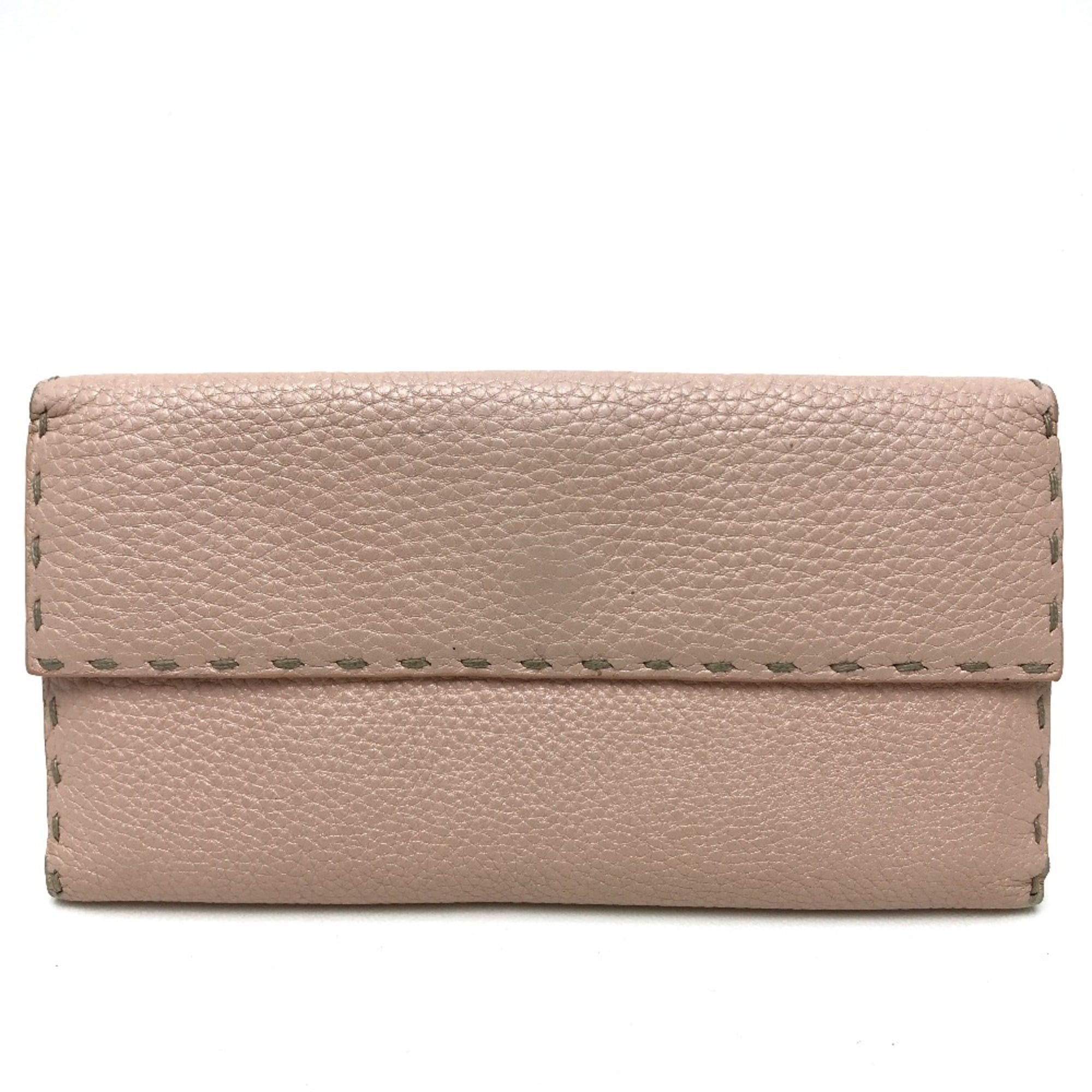 Fendi Pink Leather Long Wallet (Bi-Fold) (Pre-Owned)