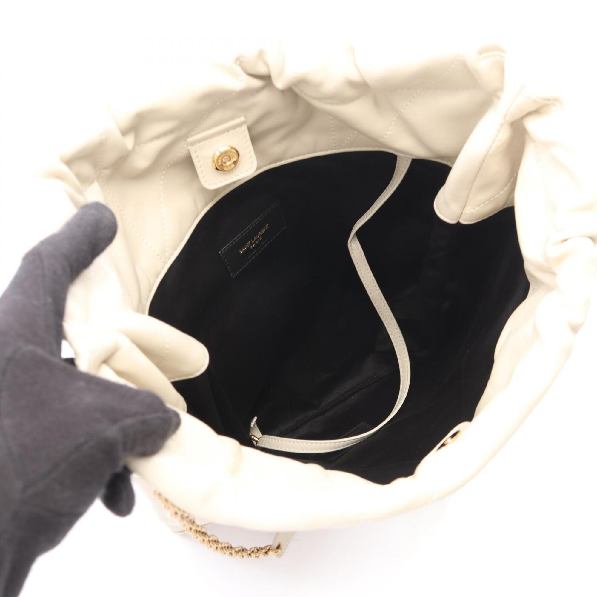 Saint Laurent Ivory Leather Handbag Pouch Shoulder Bag (Pre-Owned)