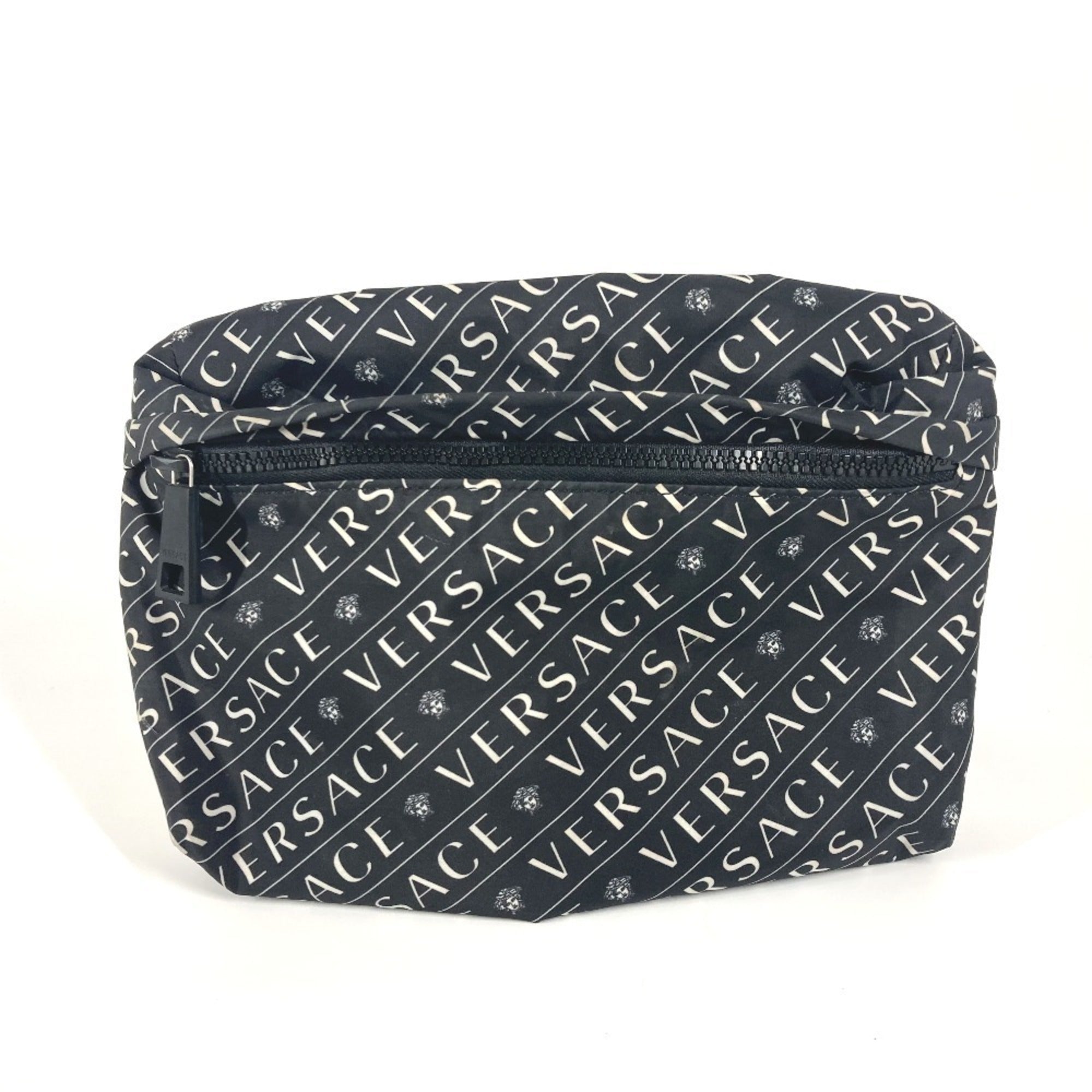 Versace Black White Nylon Fanny Pack Sling Bag (Pre-Owned)