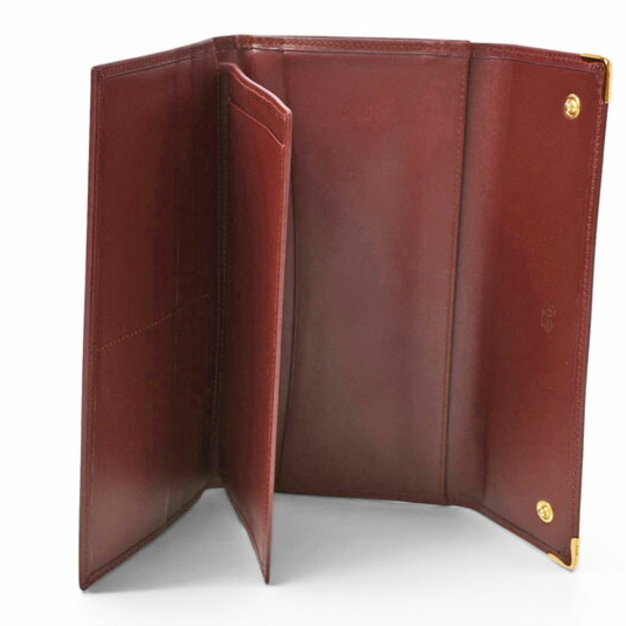 Cartier Must Bordeaux Leather Long Wallet (Bi-Fold) (Pre-Owned)