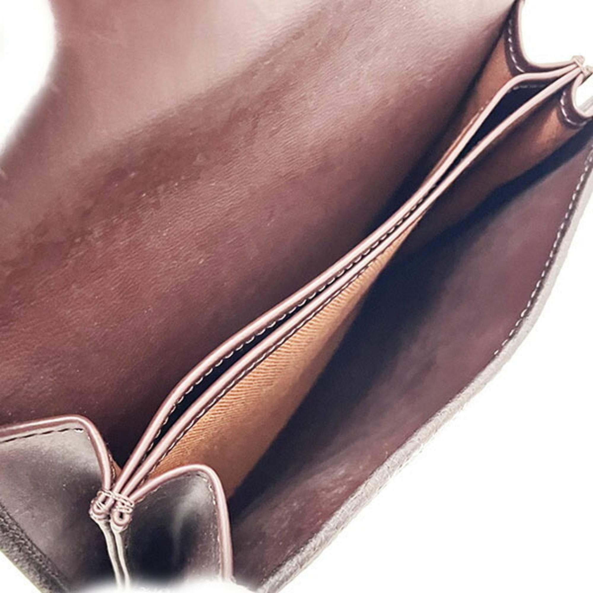 Burberry Beige Dark Brown Canvas Leather Pouch (Pre-Owned)