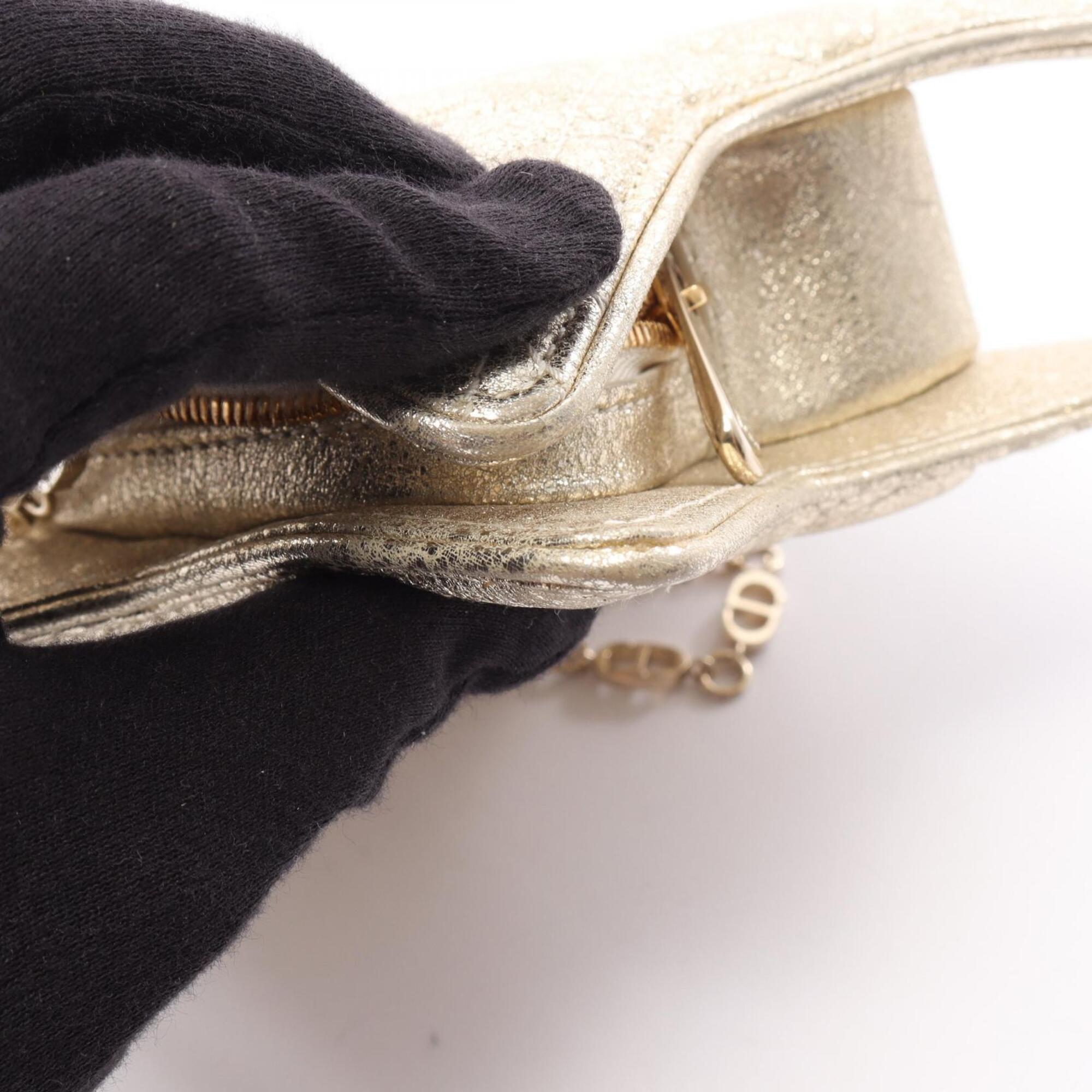 Christian Dior Gold Leather Handbag Shoulder Bag (Pre-Owned)