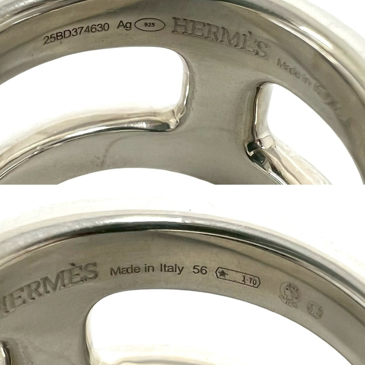 Hermes Silver Silver 925 Band Ring (Pre-Owned)