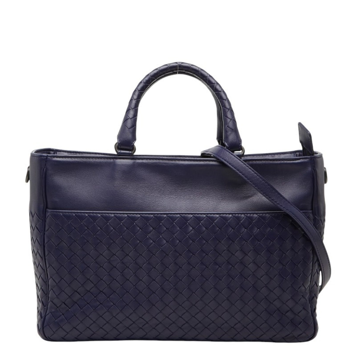 Bottega Veneta Navy Leather Handbag Shoulder Bag (Pre-Owned)