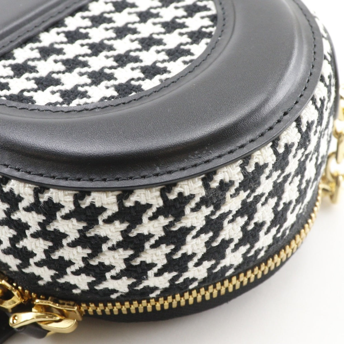 Christian Dior Black White Canvas Leather Shoulder Bag (Pre-Owned)