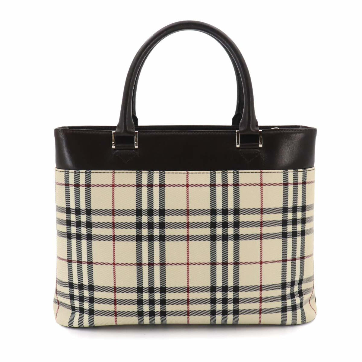 Burberry Beige Brown Canvas Leather Tote Bag (Pre-Owned)
