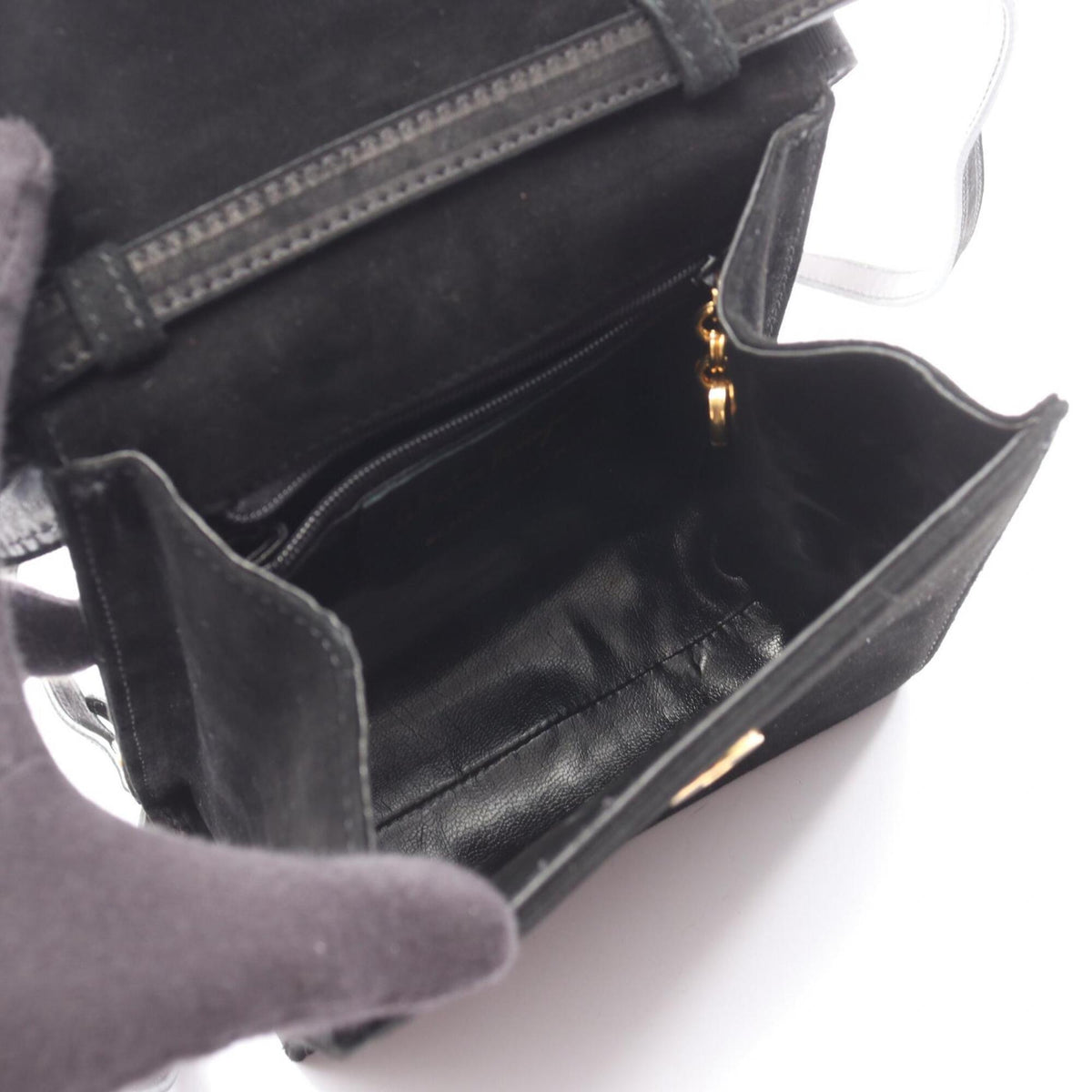 Salvatore Ferragamo Black Suede Handbag (Pre-Owned)