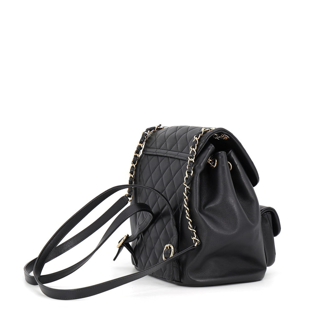 Chanel Matelasse Black Leather Backpack (Pre-Owned)