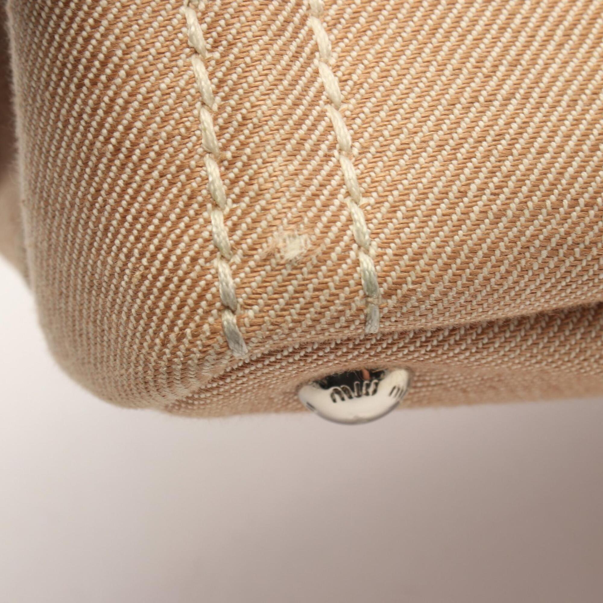 Miu Miu Beige Ivory Canvas Handbag Tote Bag (Pre-Owned)