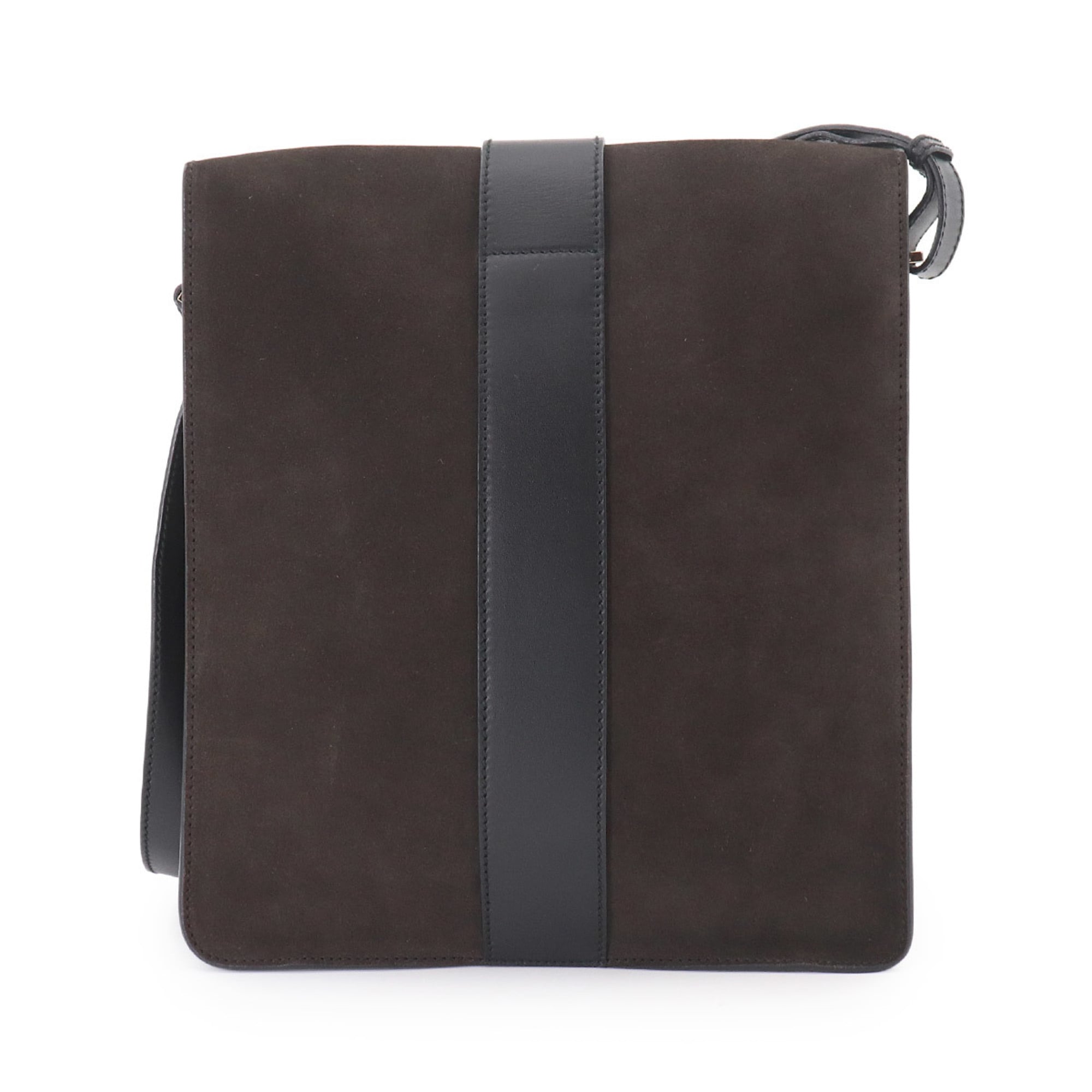 Gucci Black Brown Suede Leather Shoulder Bag (Pre-Owned)