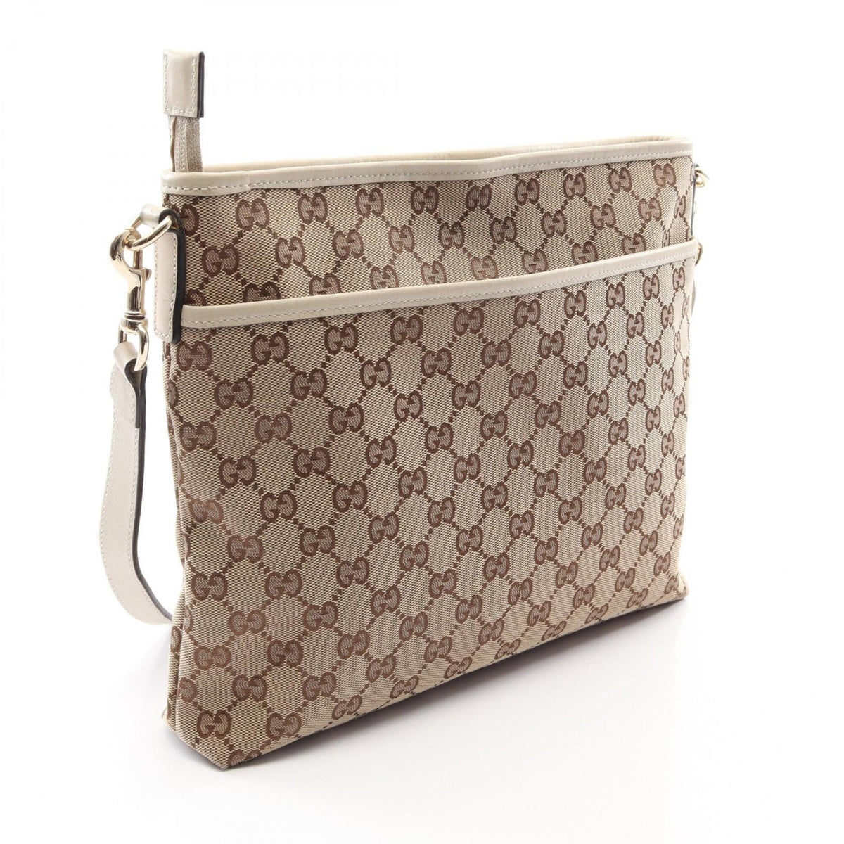 Gucci Beige Ivory Canvas Leather Handbag Shoulder Bag (Pre-Owned)