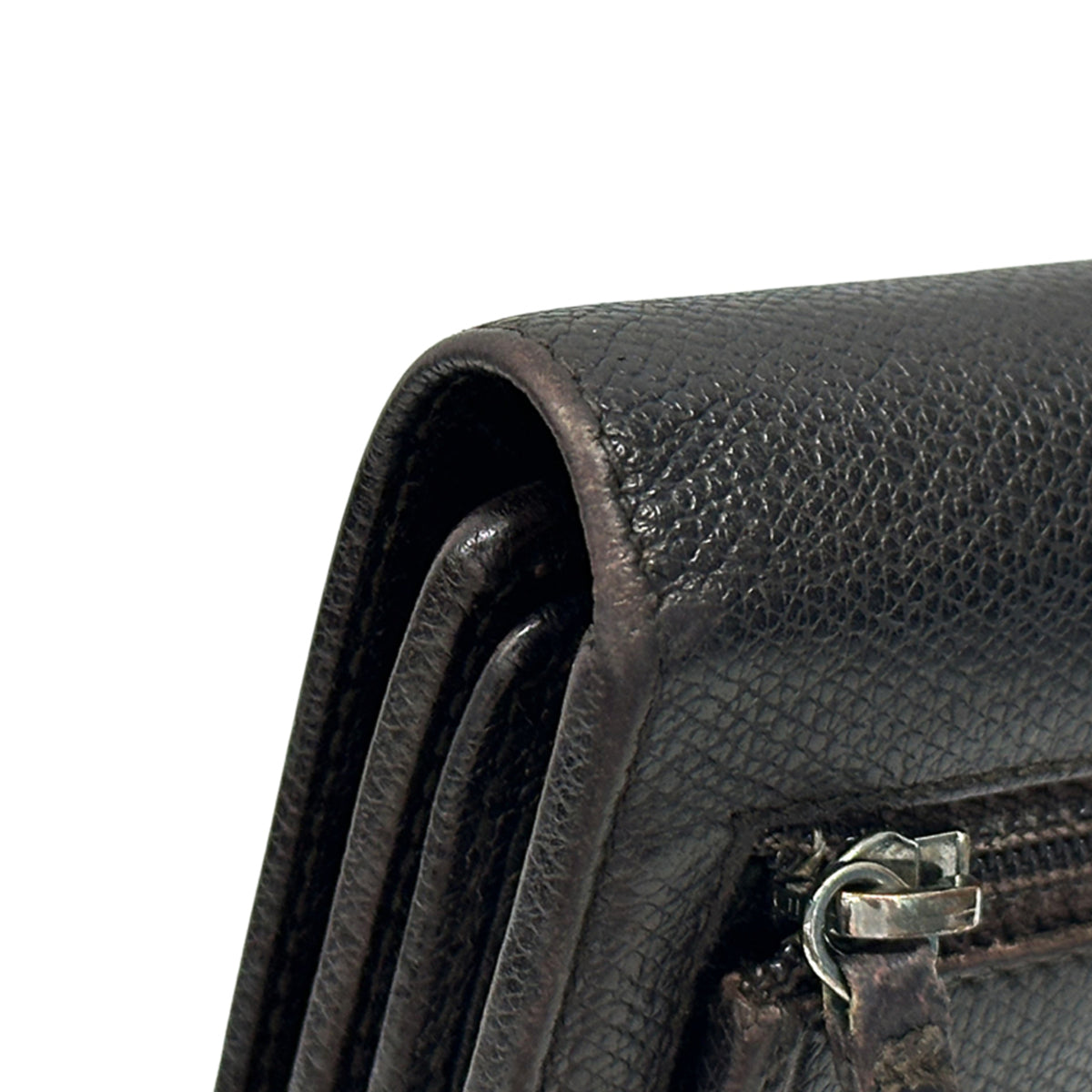 Chanel Dark Brown Leather Wallet (Bi-Fold) (Pre-Owned)