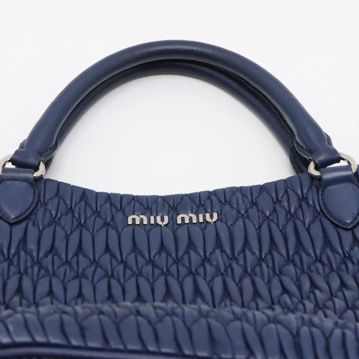 Miu Miu Matelasse Navy Leather Shoulder Bag (Pre-Owned)