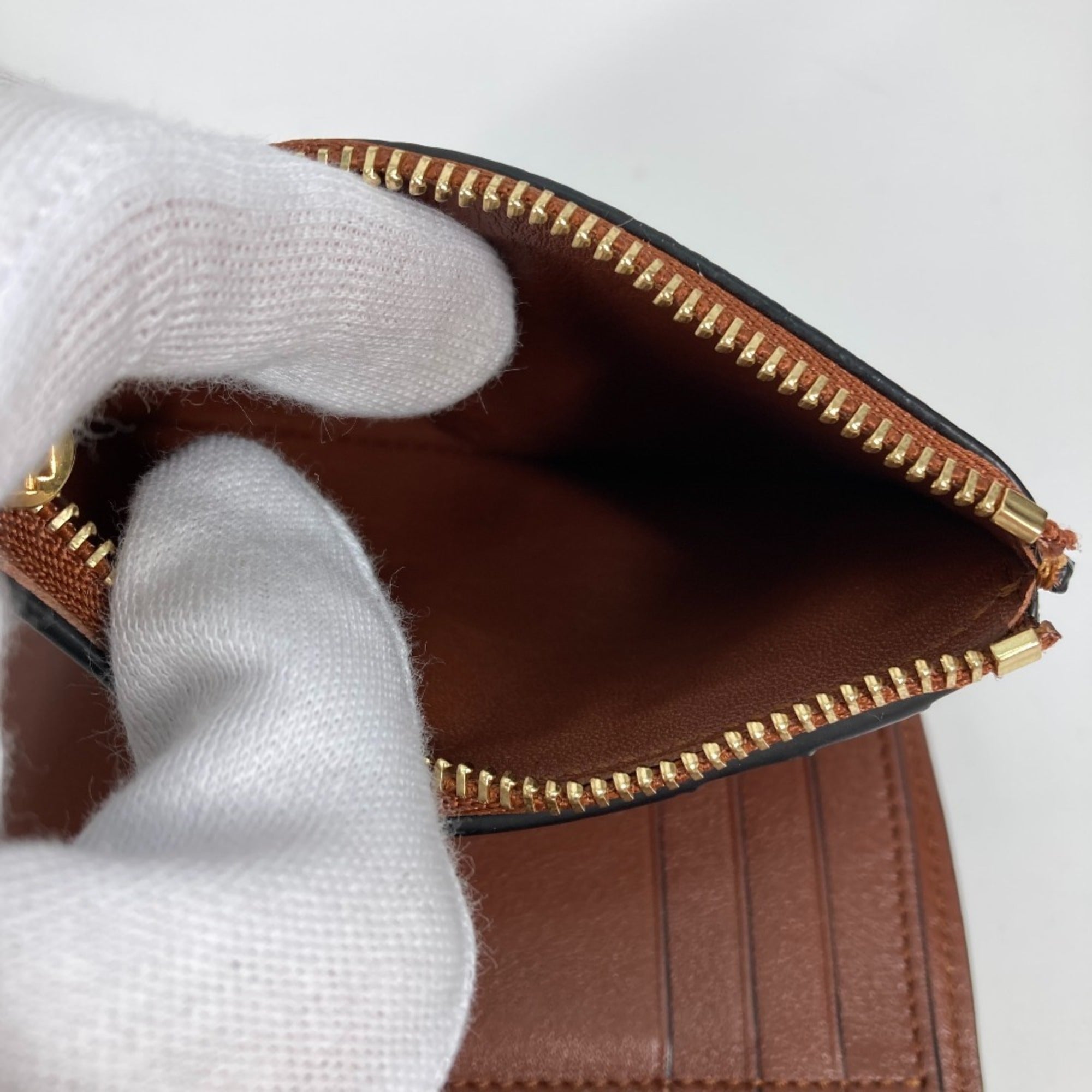 Loewe Brown Yellow Leather Wallet (Tri-Fold) (Pre-Owned)