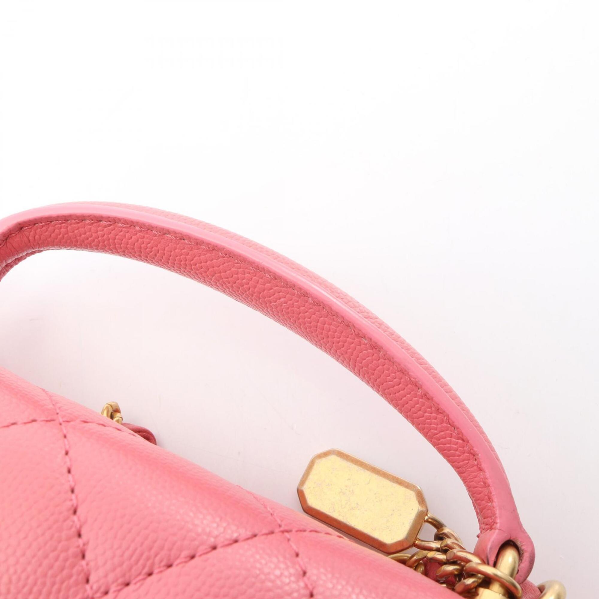 Chanel Pink Grained Calfskin Handbag Shoulder Bag (Pre-Owned)