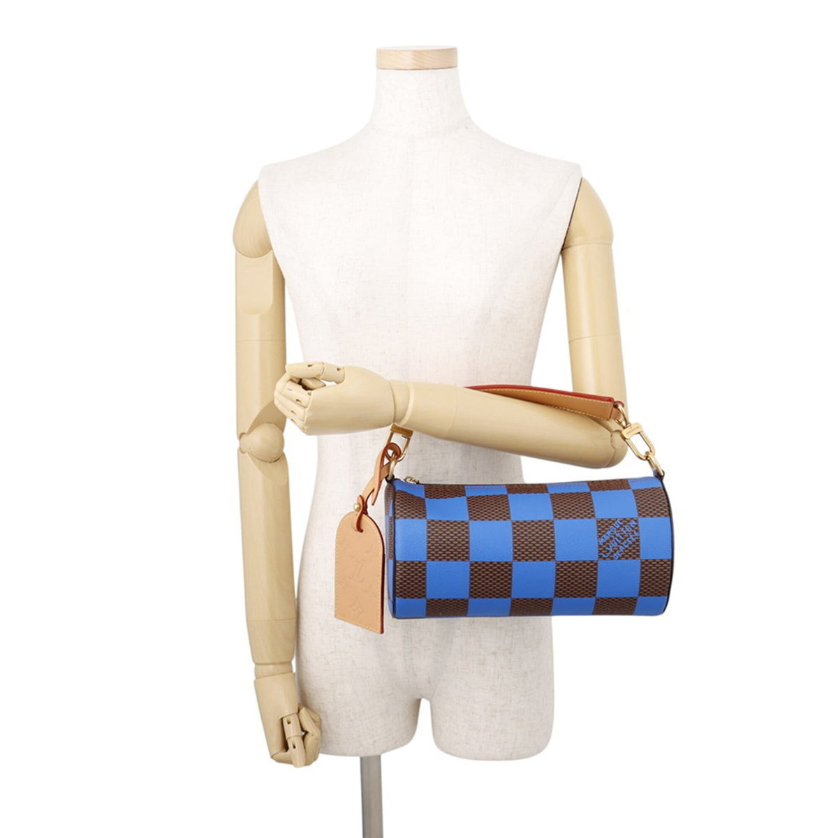 Louis Vuitton Blue Damier Canvas Exotic Leather Handbag Shoulder Bag (Pre-Owned)