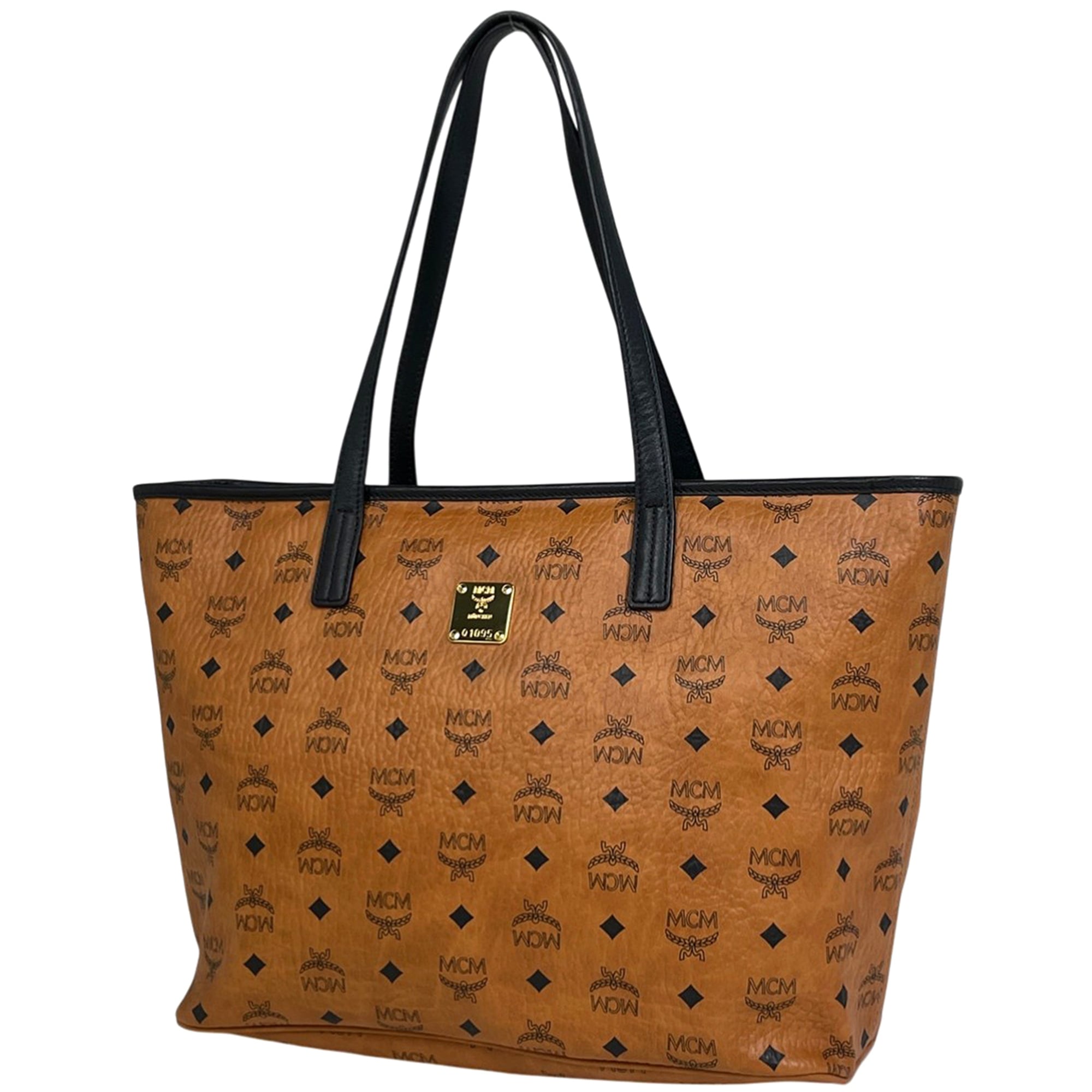 Mcm Visetos Brown Leather Shoulder Bag Tote Bag (Pre-Owned)