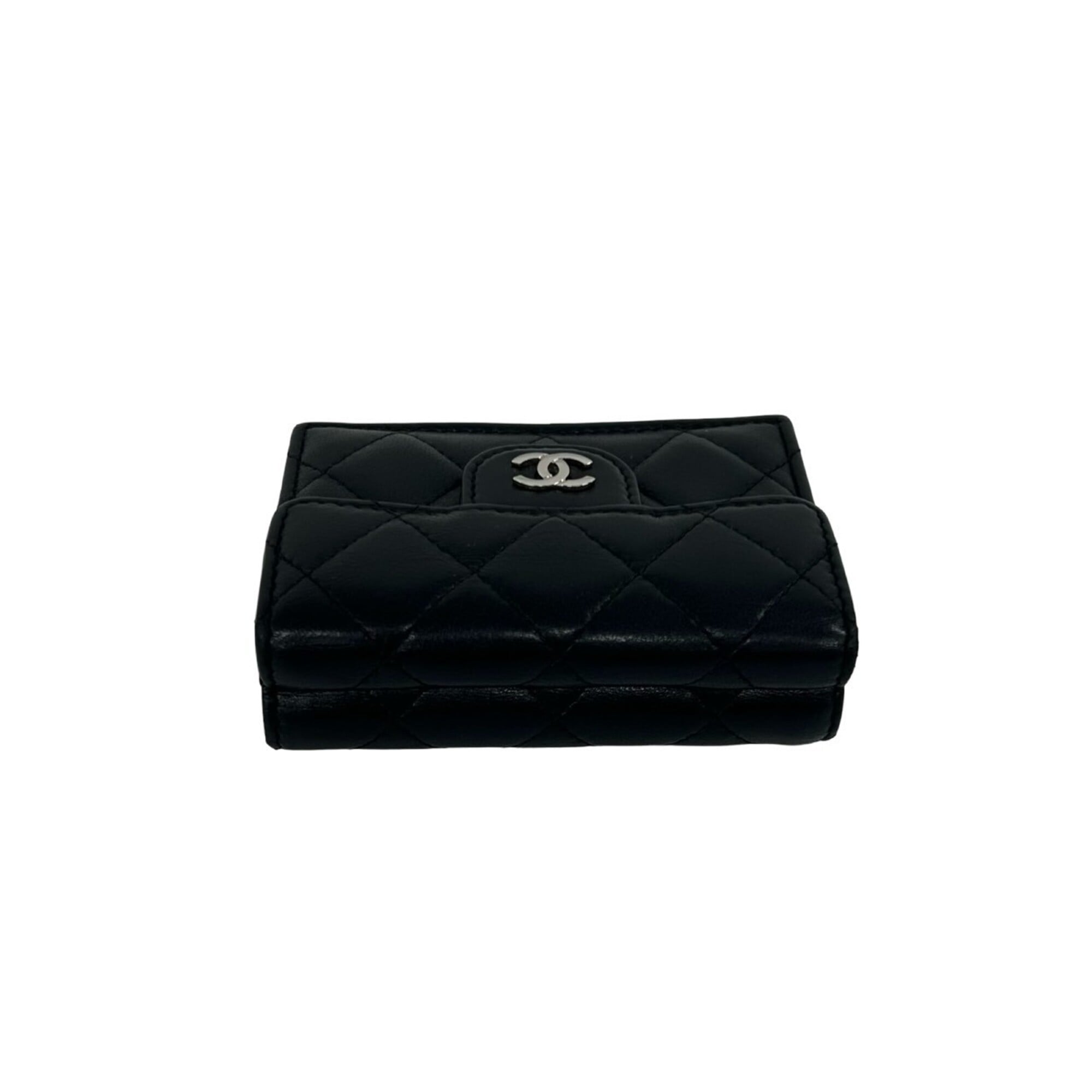 Chanel Black Leather Wallet (Tri-Fold) (Pre-Owned)