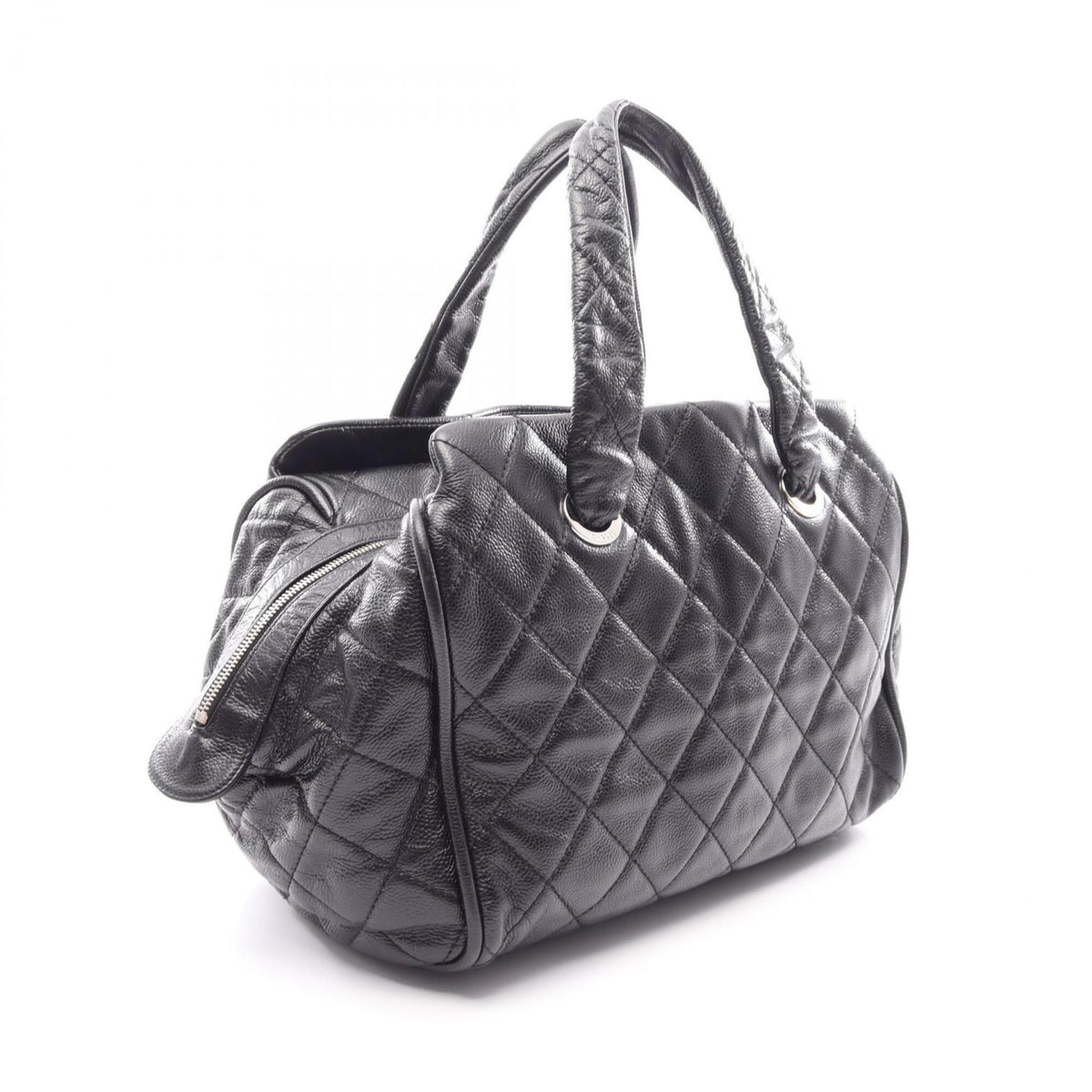 Chanel Black Grained Calfskin Handbag (Pre-Owned)