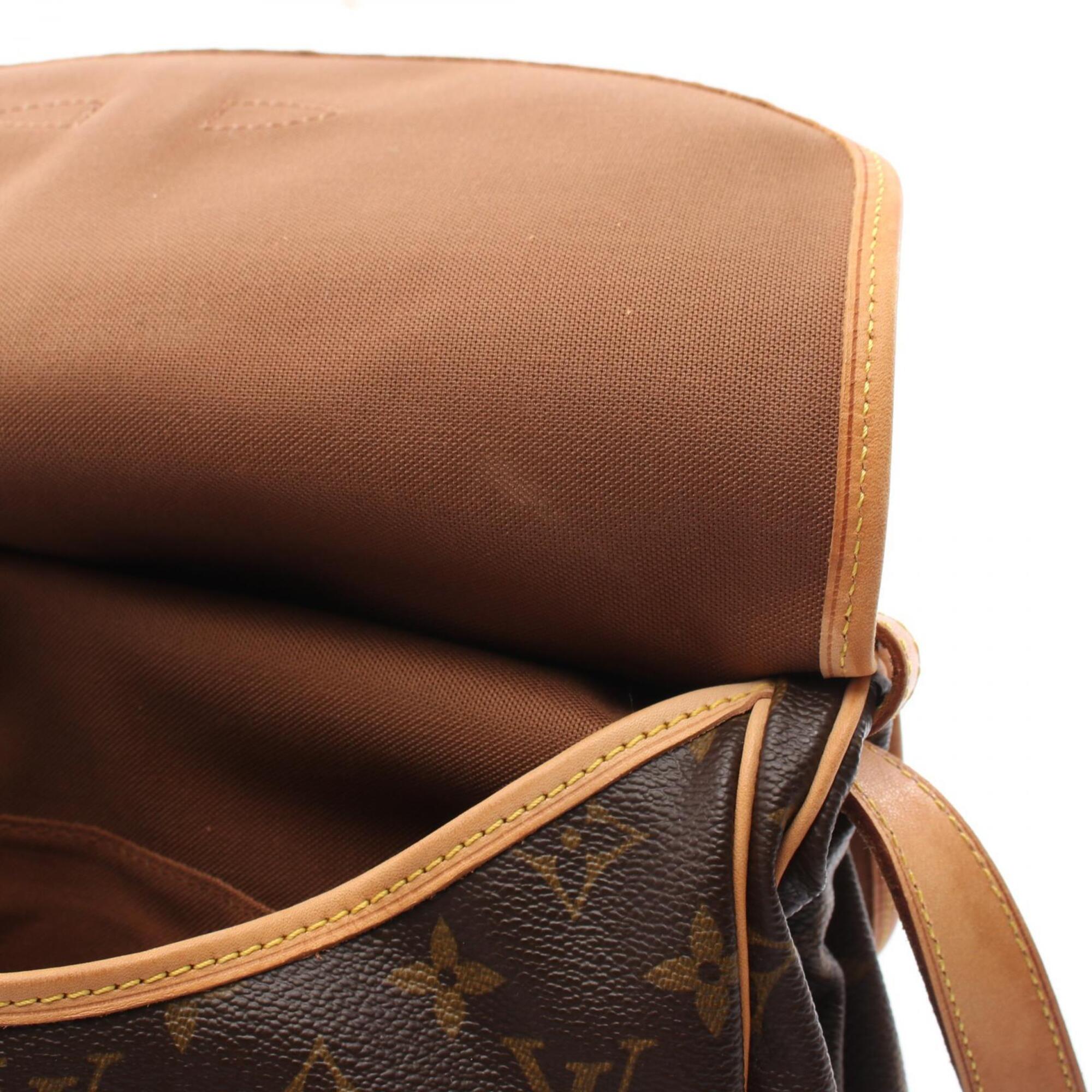 Louis Vuitton Brown Coated Canvas Leather Handbag Shoulder Bag (Pre-Owned)