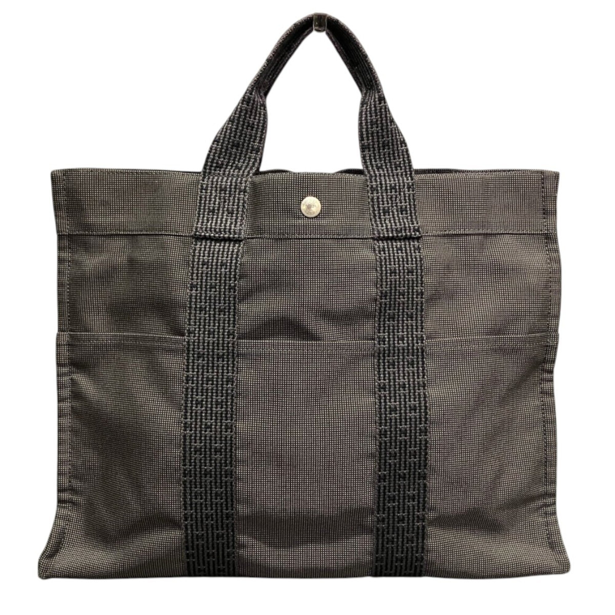 Hermes Gray Canvas Tote Bag (Pre-Owned)