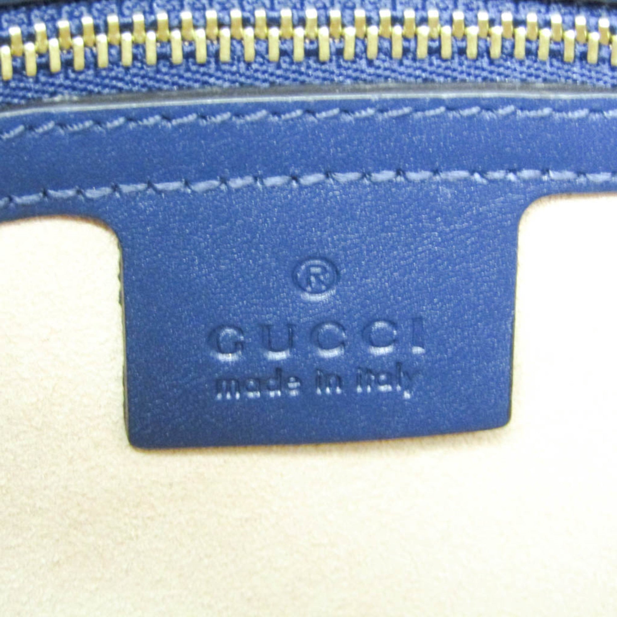 Gucci Guccissima Blue Leather Handbag Shoulder Bag (Pre-Owned)
