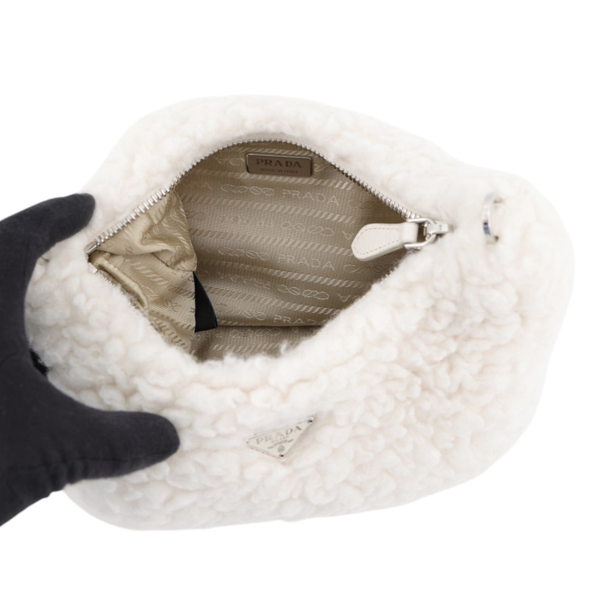 Prada White Wool Cashmere Shoulder Bag (Pre-Owned)