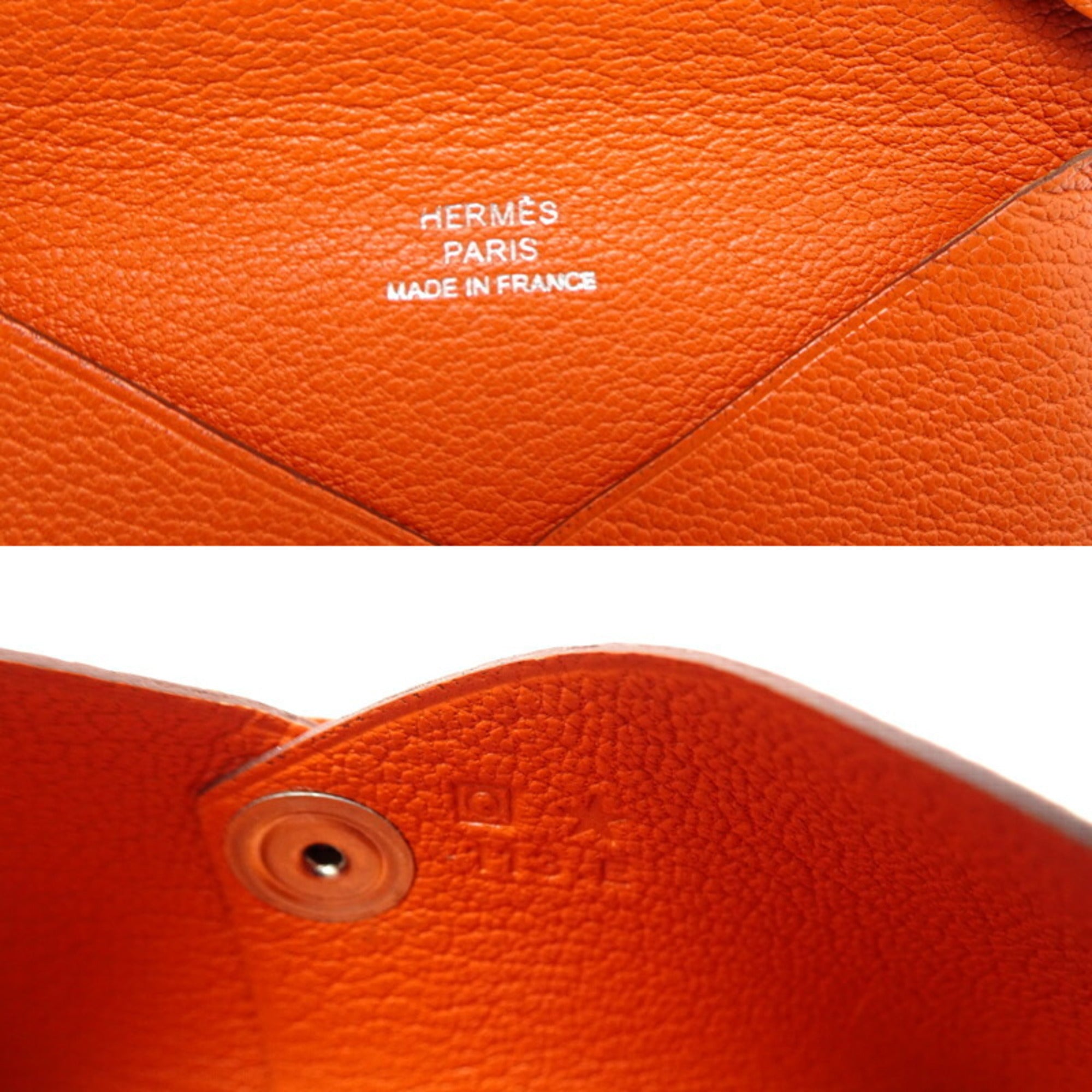 Hermes Orange Chevre Leather Coin Purse/Coin Case (Pre-Owned)