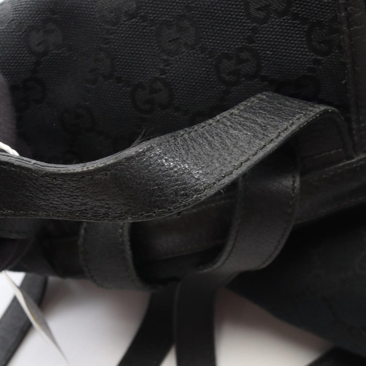 Gucci Black Canvas Leather Backpack Handbag (Pre-Owned)