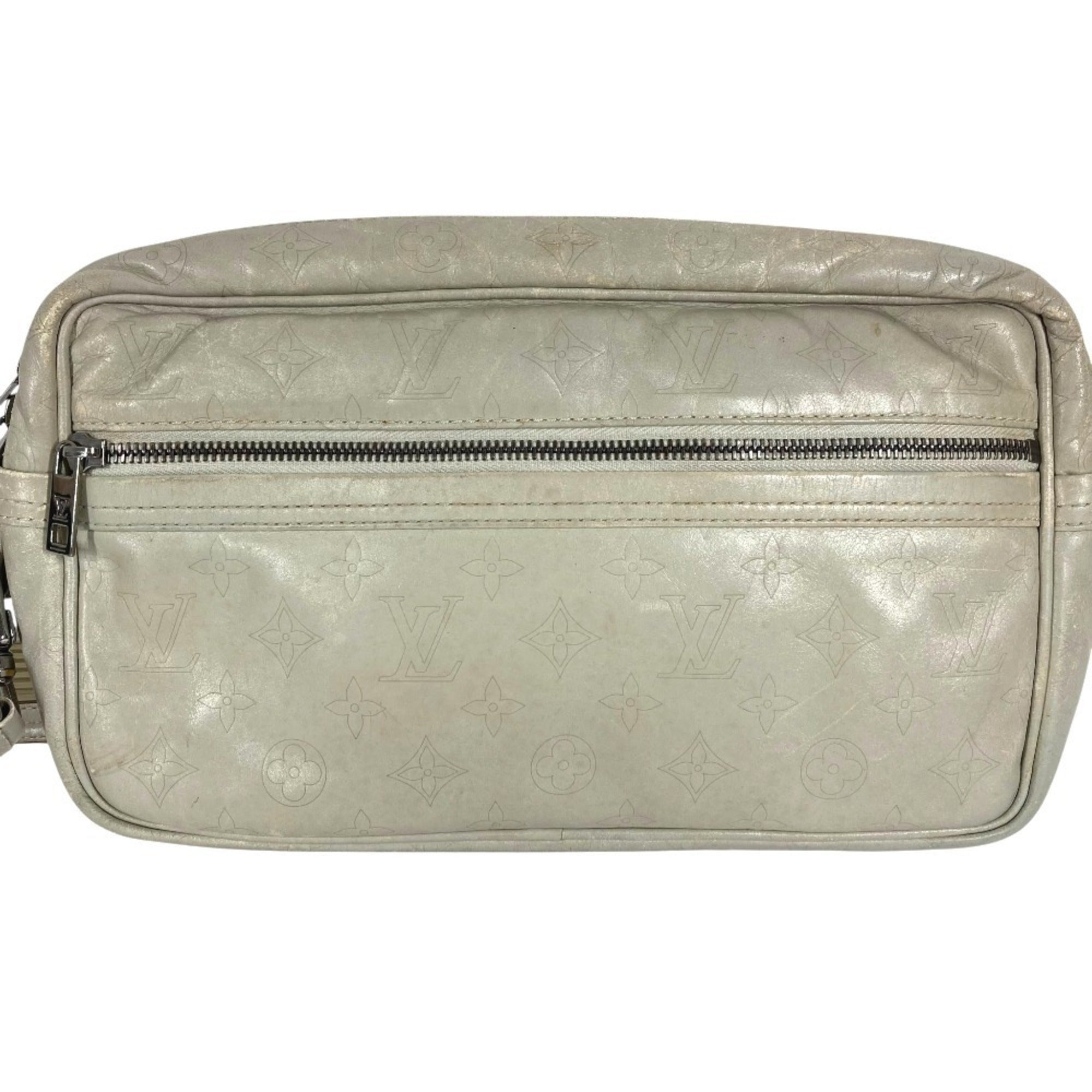 Louis Vuitton Light Gray Leather Pochette Shoulder Bag (Pre-Owned)