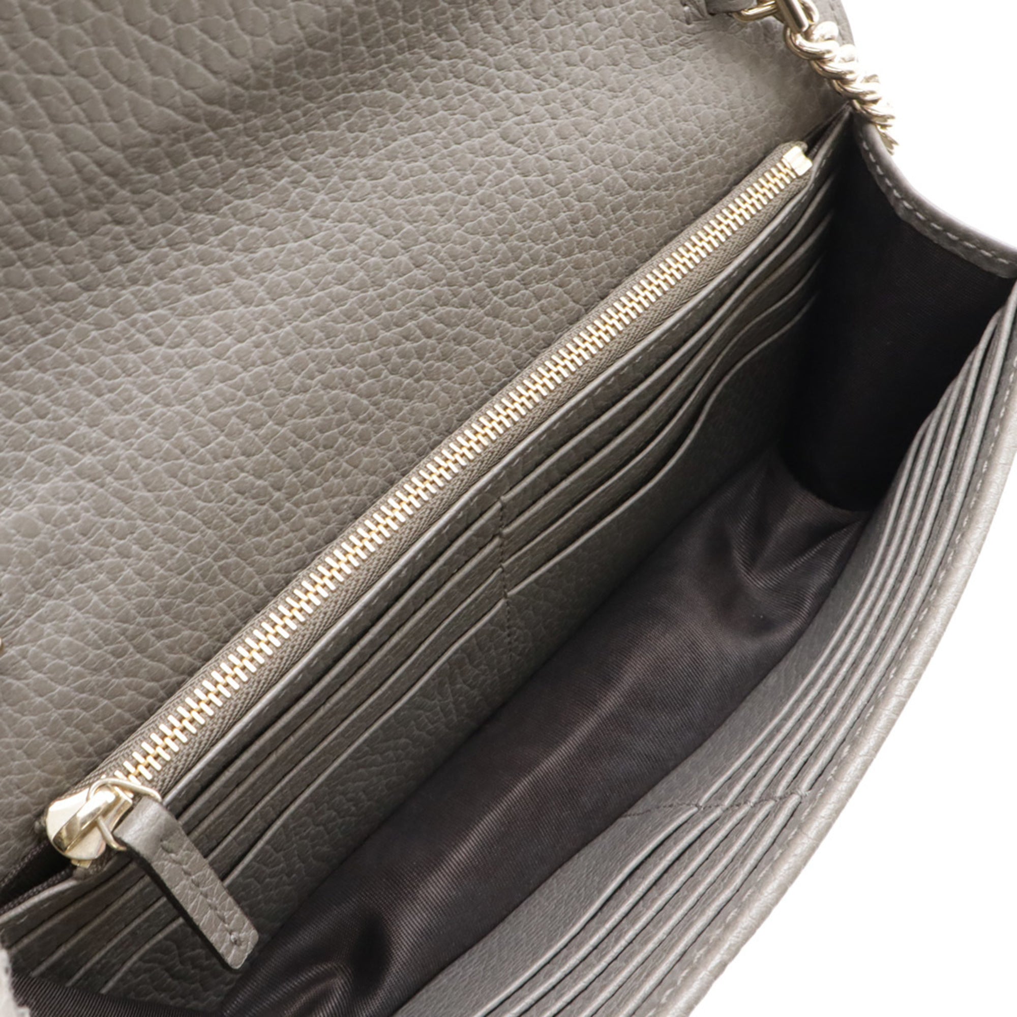 Gucci Gray Leather Chain/Shoulder Wallet (Pre-Owned)