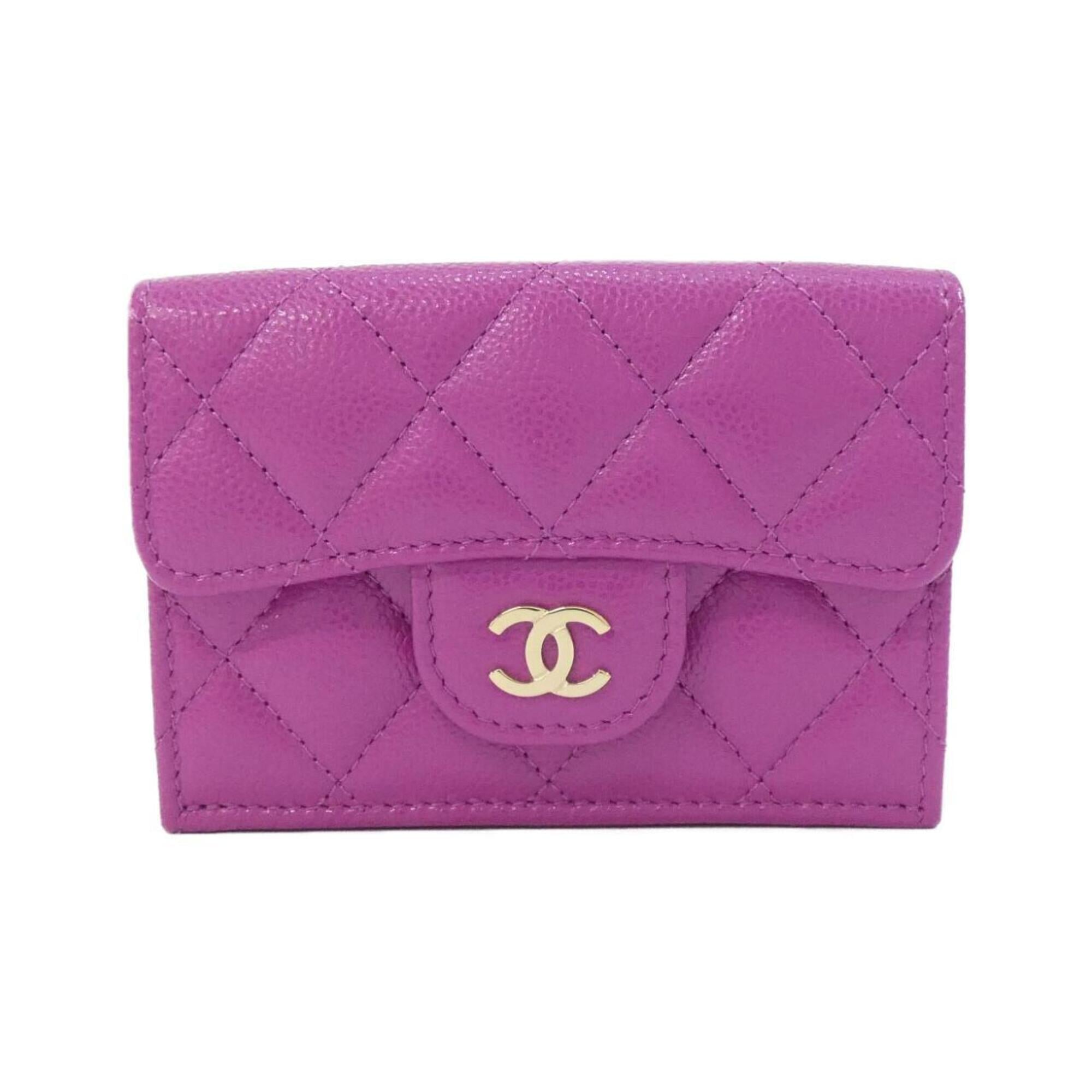 Chanel Purple Grained Calfskin Wallet (Bi-Fold) (Pre-Owned)