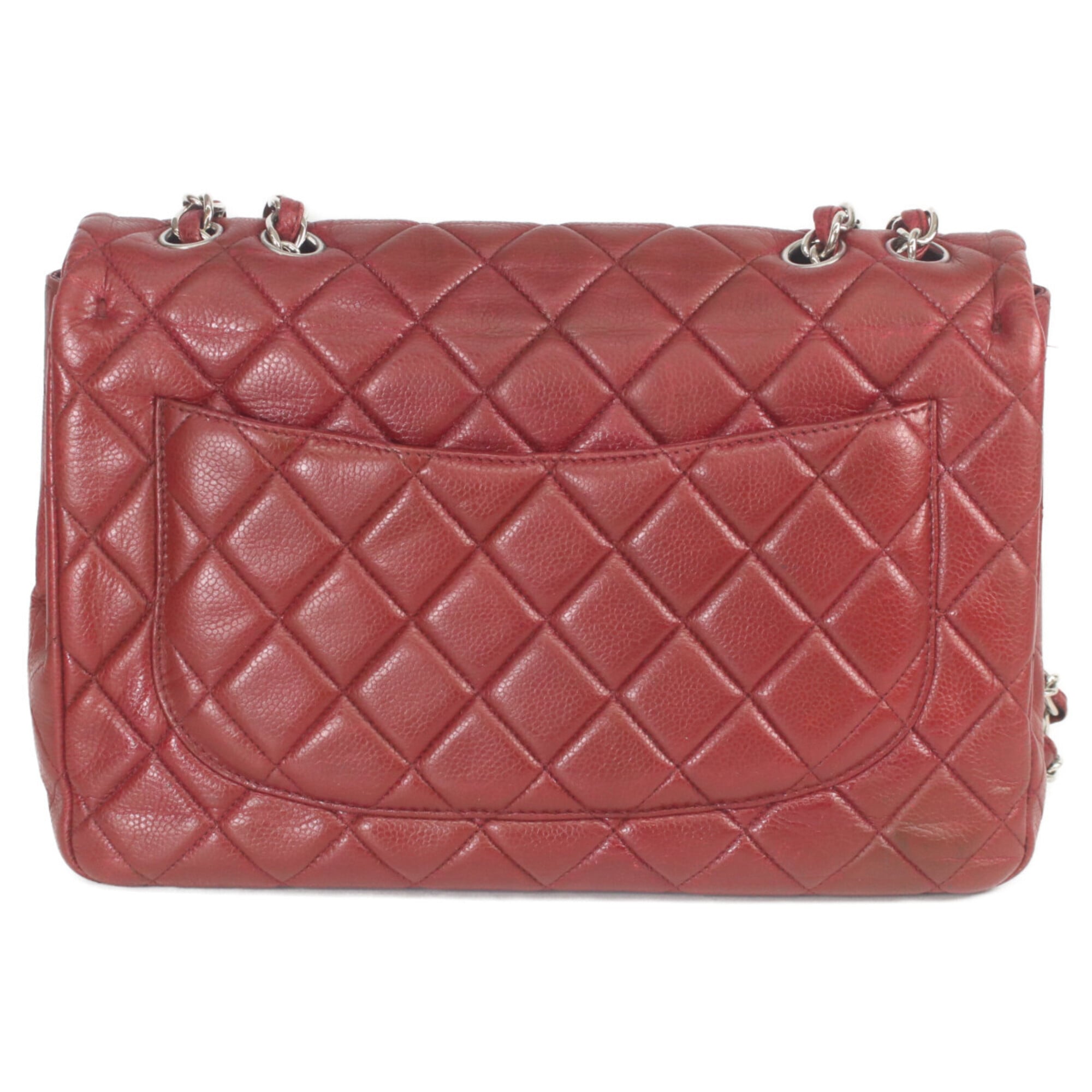 Chanel Red Color Grained Calfskin Tote Bag (Pre-Owned)