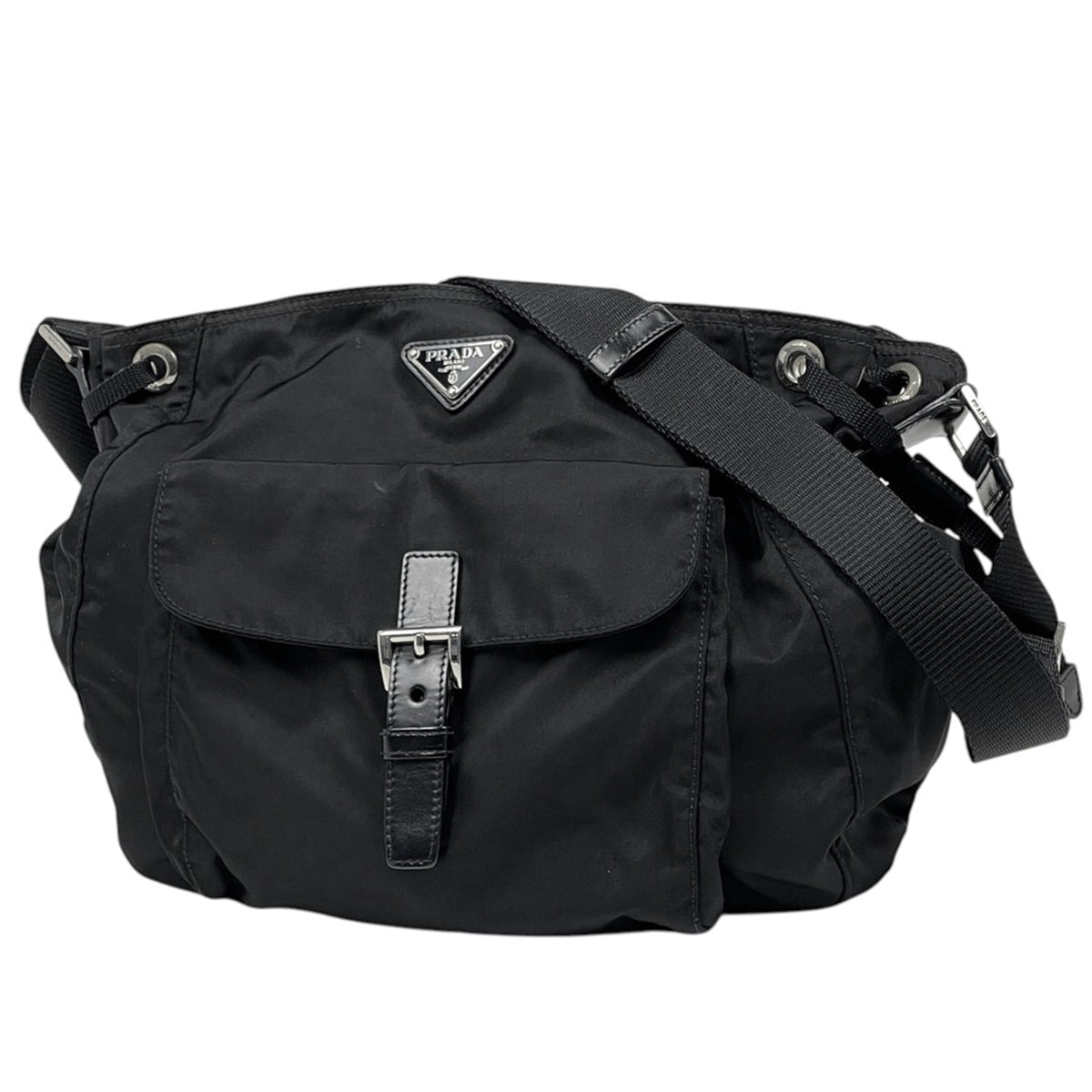 Prada Black Nylon Leather Shoulder Bag (Pre-Owned)